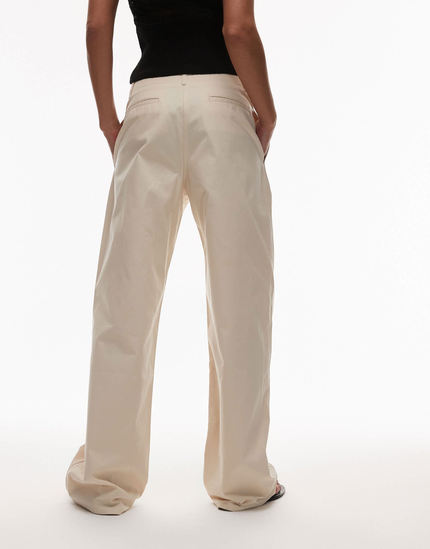 Mango concealed button slim trouser in light beige