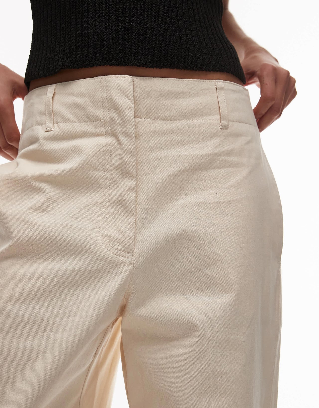 Mango concealed button slim trouser in light beige