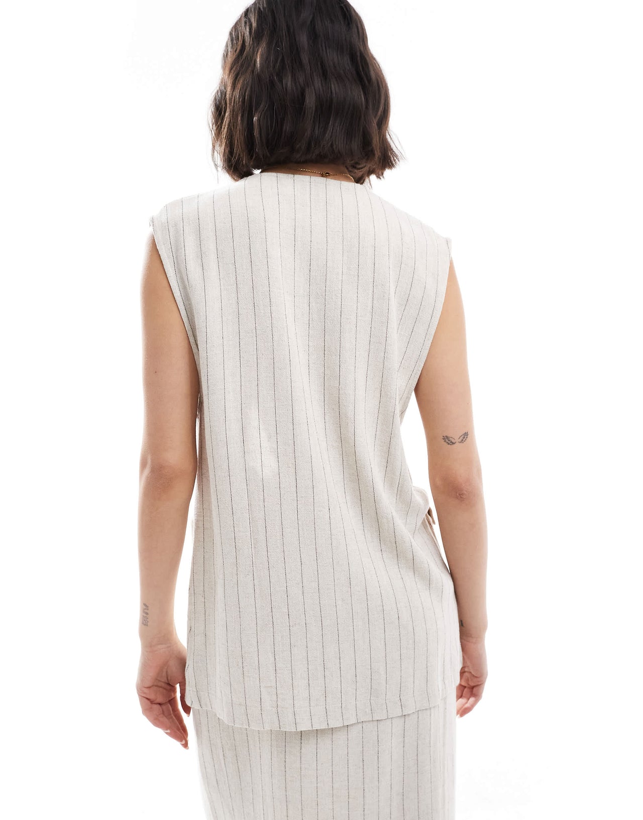 ASOS DESIGN linen look stripe longline co-ord waistcoat