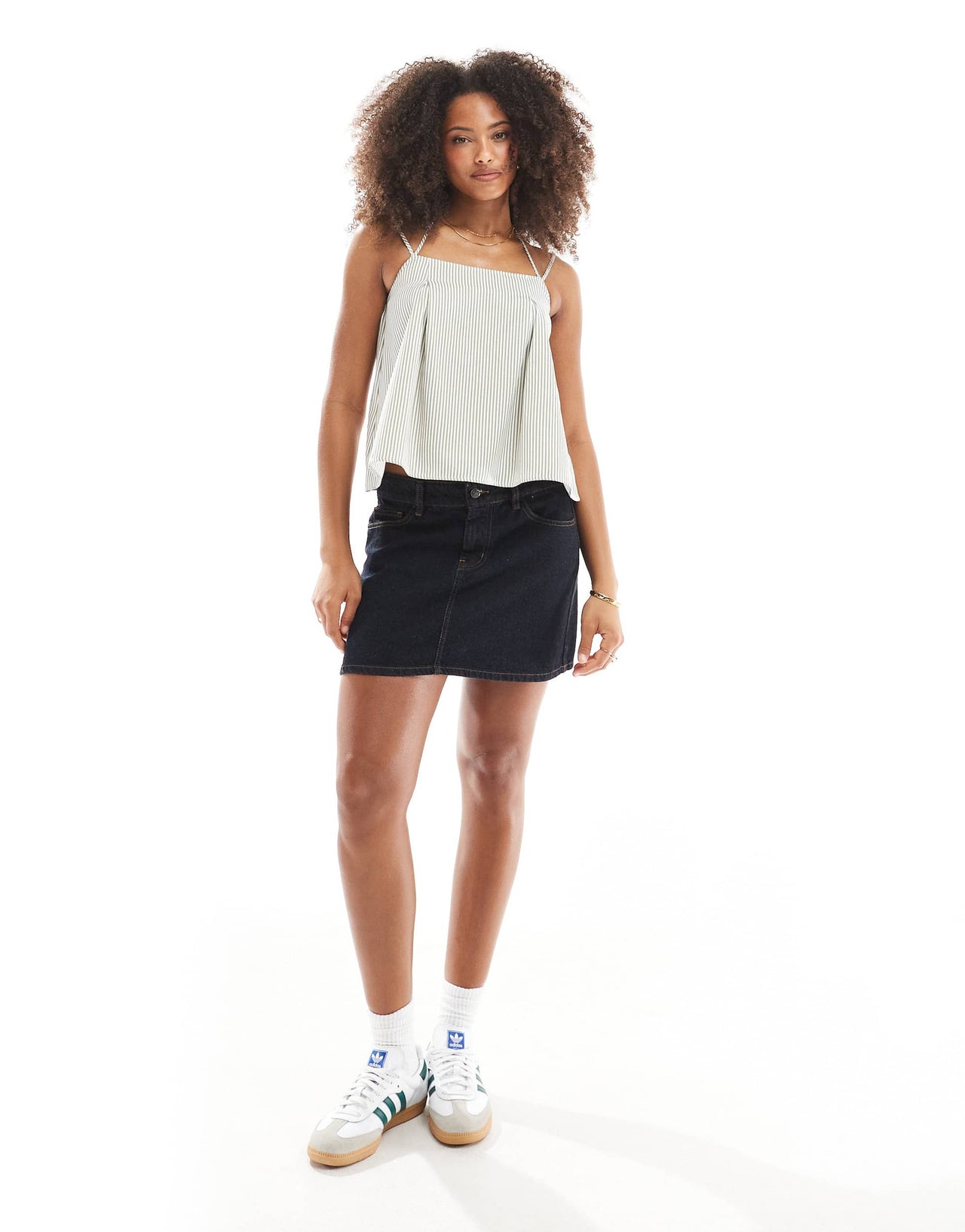 ASOS DESIGN tie detail volume cami in stripe