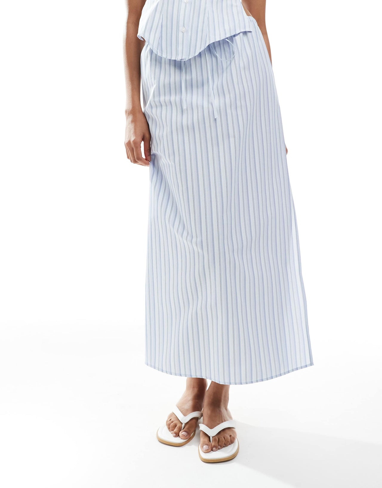 ASOS DESIGN tie waist co-ord maxi skirt in stripe