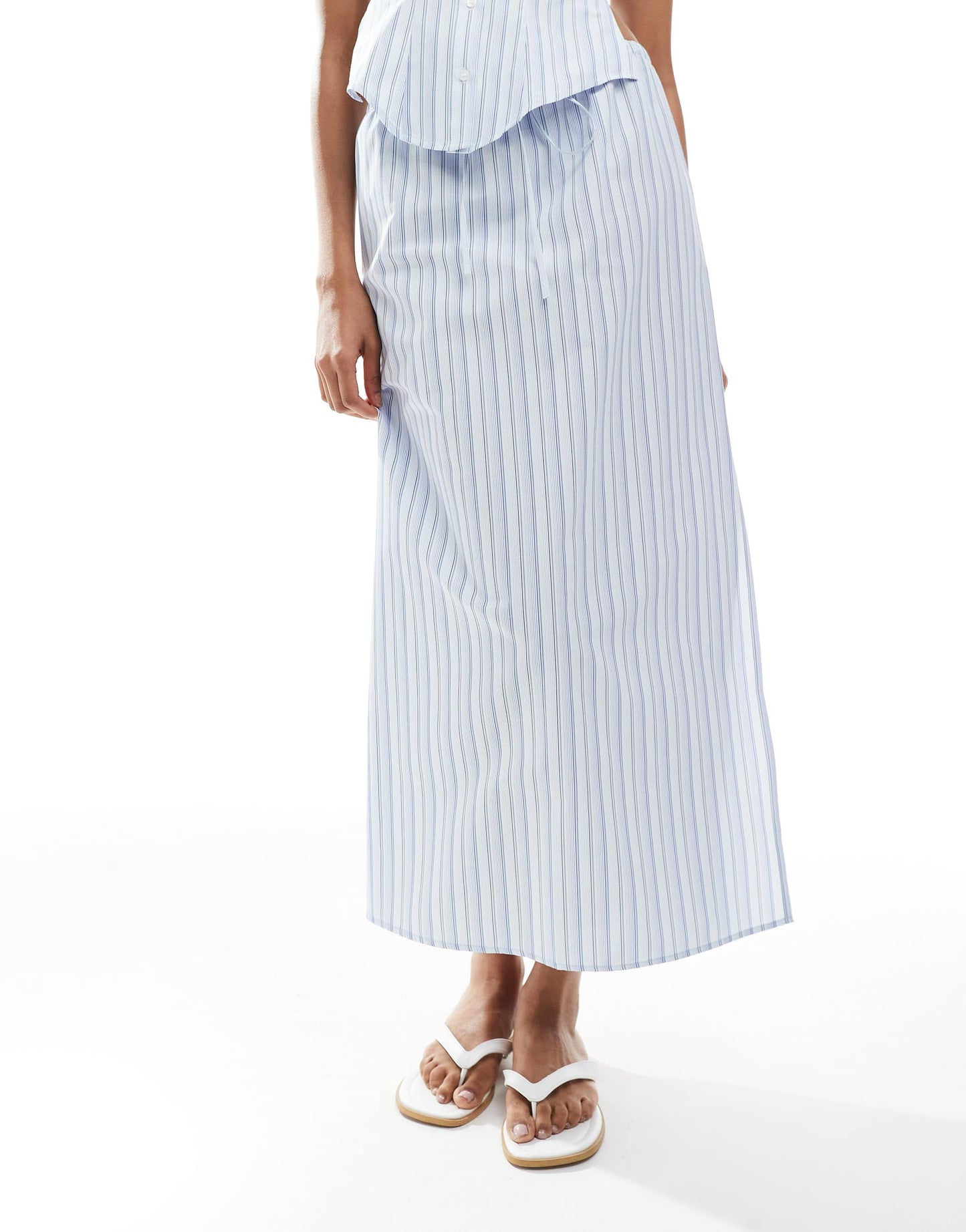 ASOS DESIGN tie waist co-ord maxi skirt in stripe