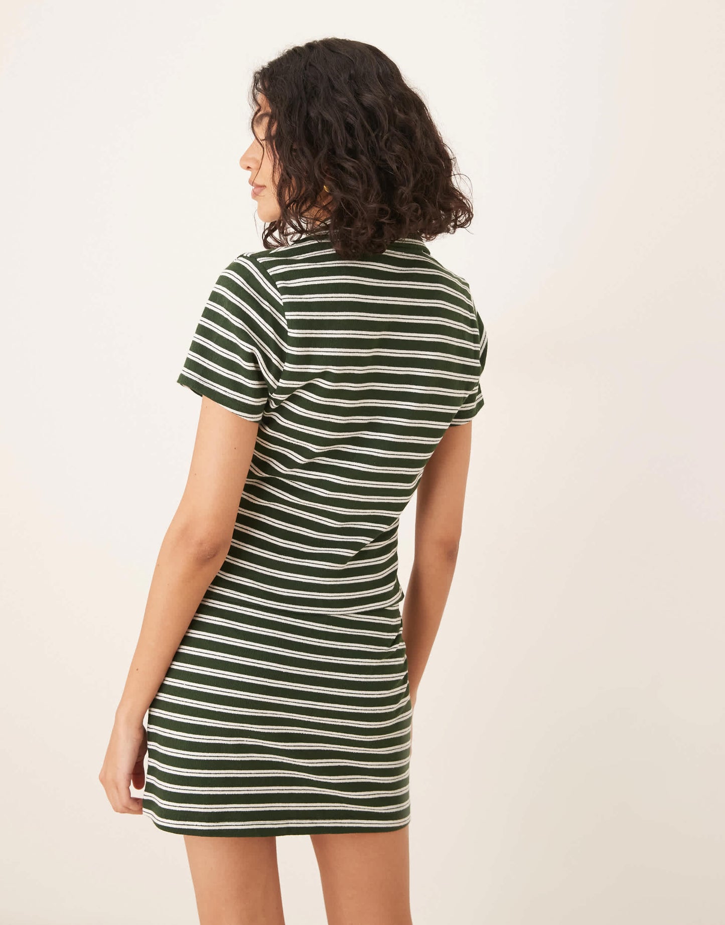 ASOS DESIGN shrunken shirt co-ord in textured green and white stripe