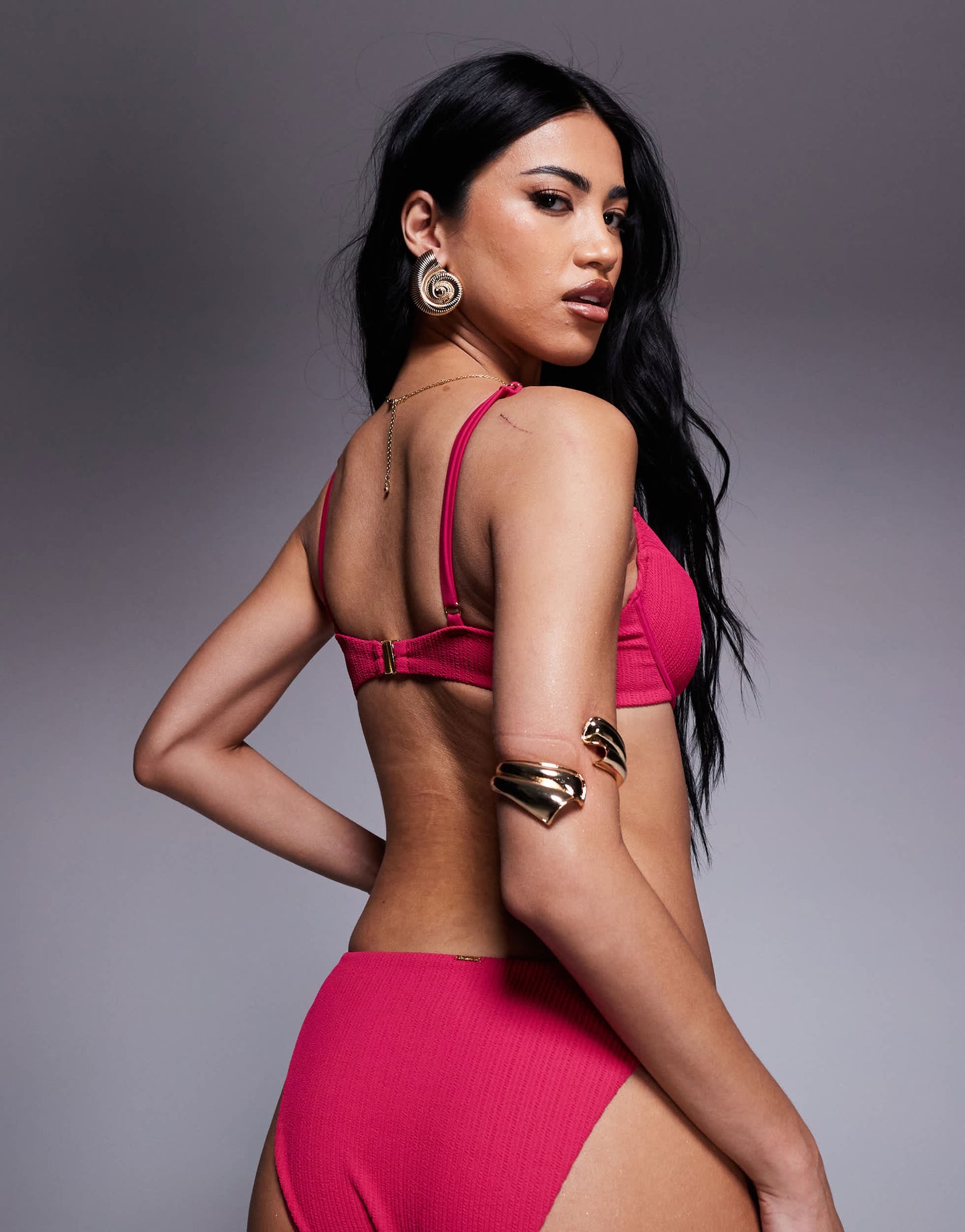 Boux Avenue Ibiza textured bikini top in hot pink