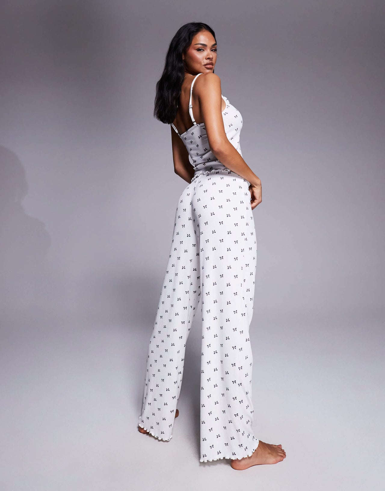 Boux Avenue mono bow cami and pant set in ivory