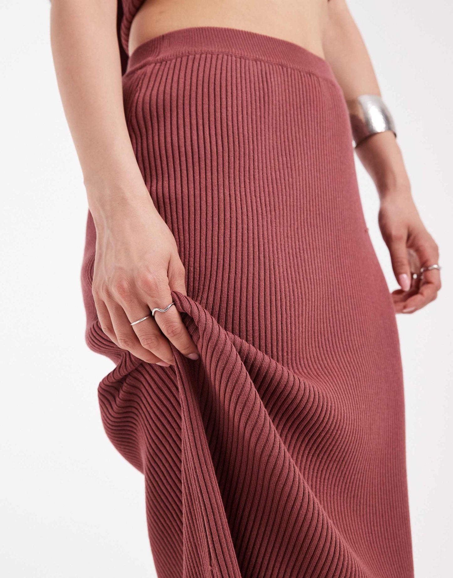 4th & Reckless rib knit maxi skirt co-ord in rust