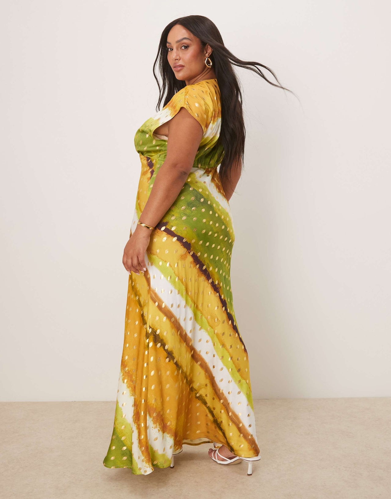 Never Fully Dressed Plus metallic midaxi dress in green ombre print