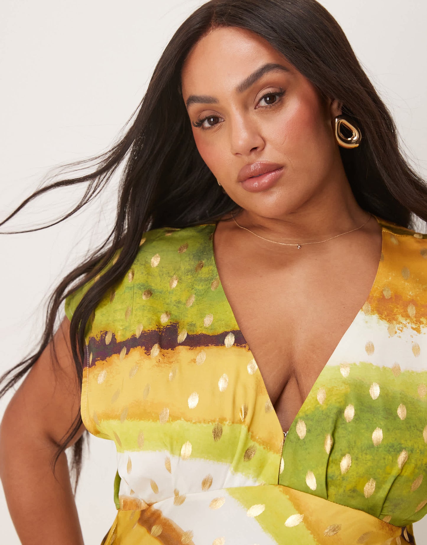 Never Fully Dressed Plus metallic midaxi dress in green ombre print