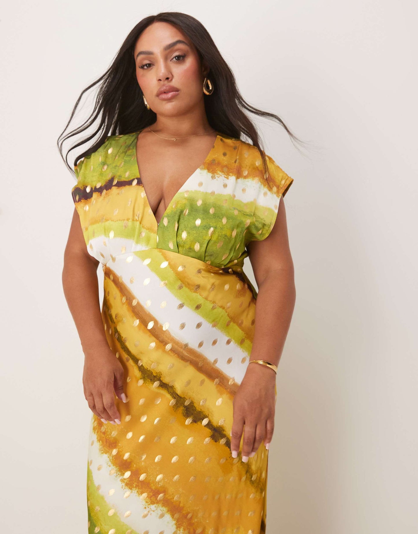 Never Fully Dressed Plus metallic midaxi dress in green ombre print