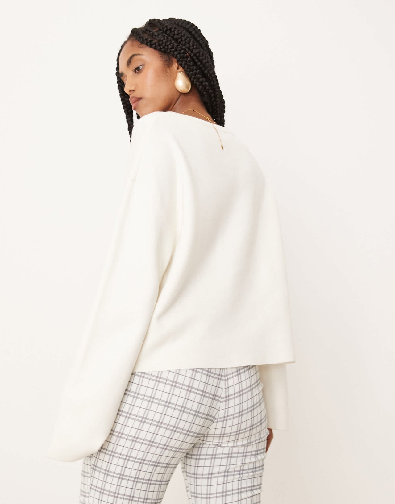 Gina Tricot lightweight knit tie cardigan top in cream