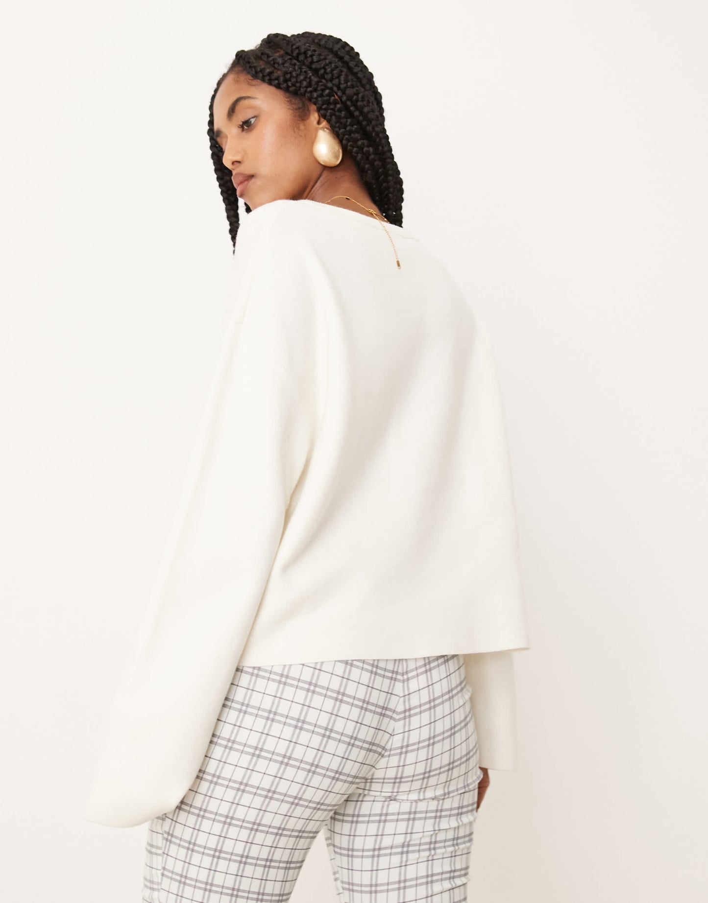 Gina Tricot lightweight knit tie cardigan top in cream