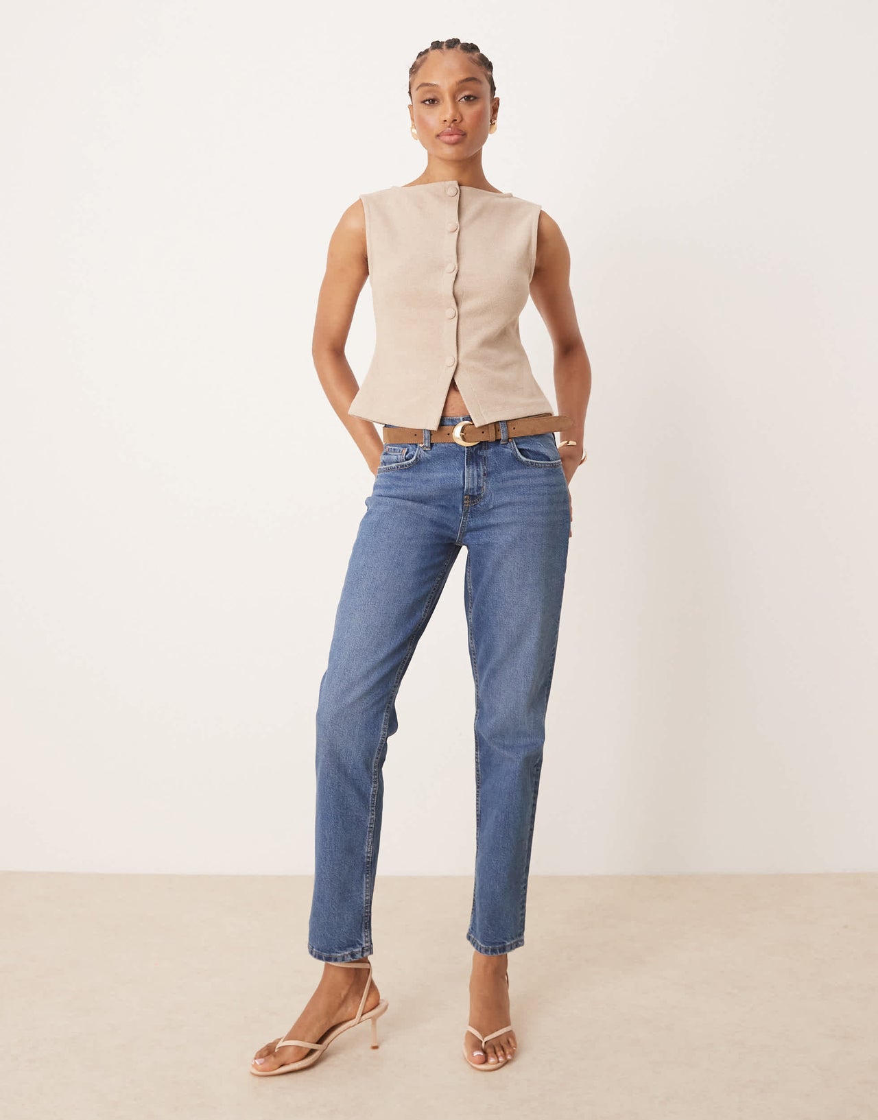 Gina Tricot Tall slim fit straight leg jeans in darkwash blue