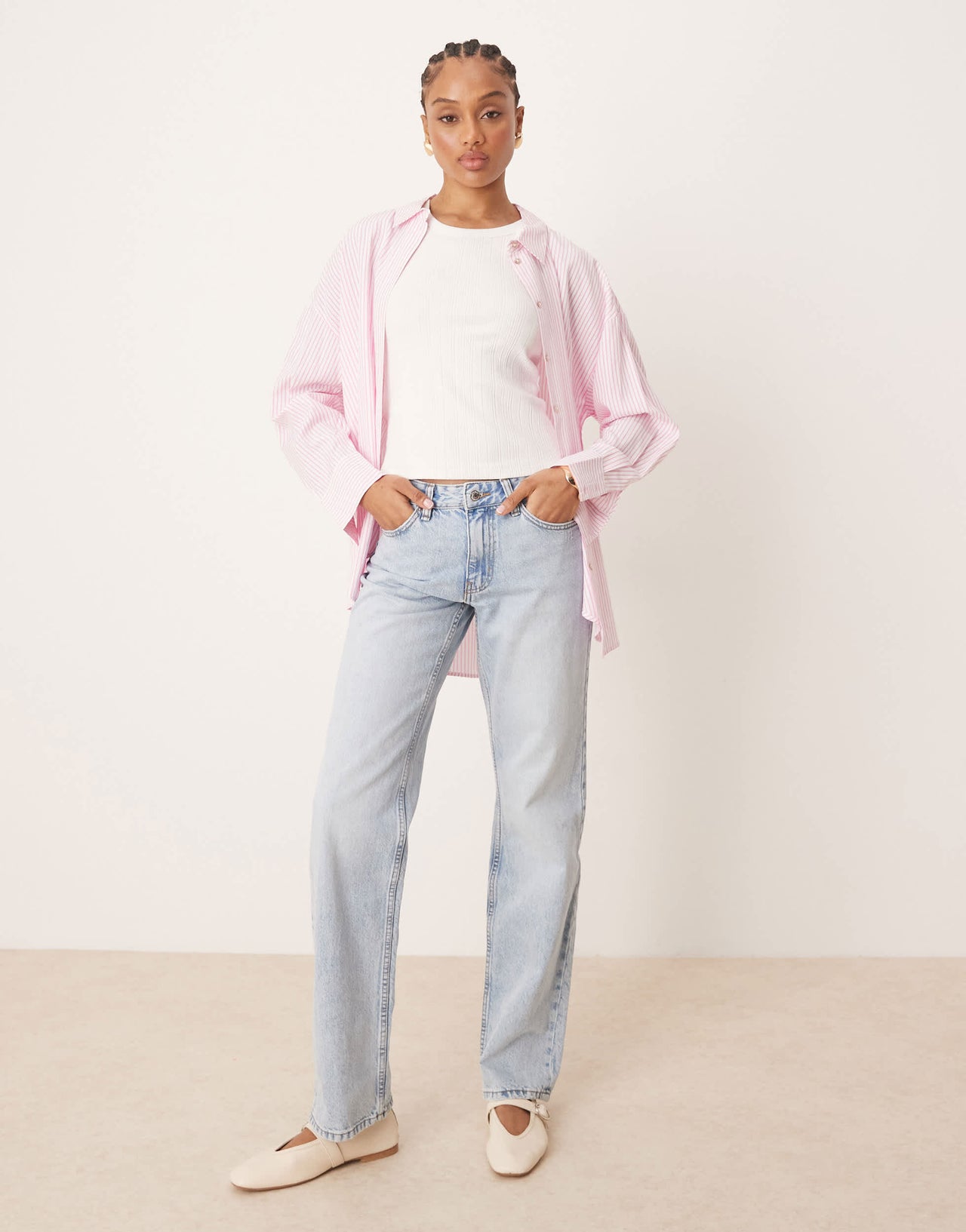 Gina Tricot Tall low waist straight leg jeans in lightwash blue