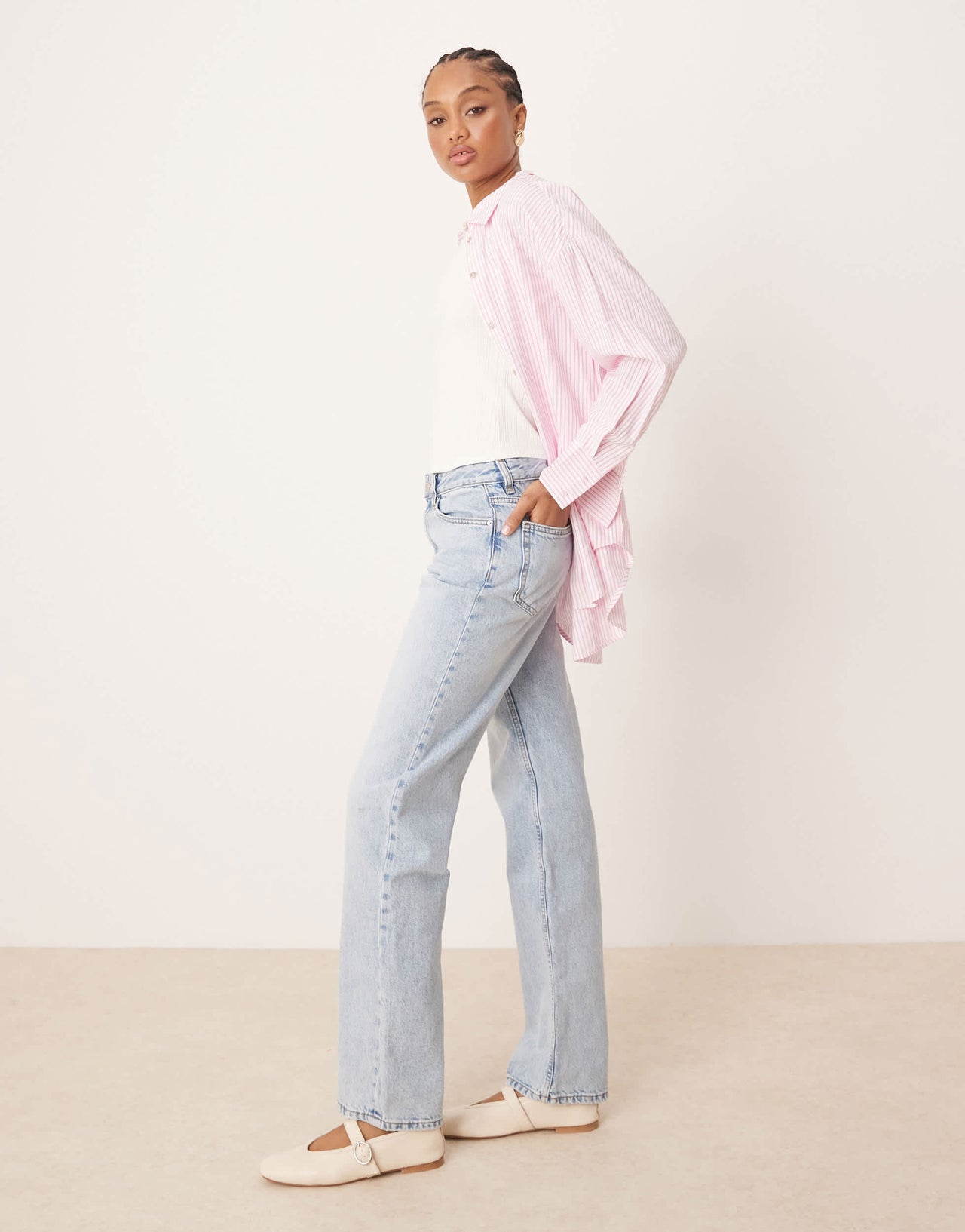 Gina Tricot Tall low waist straight leg jeans in lightwash blue