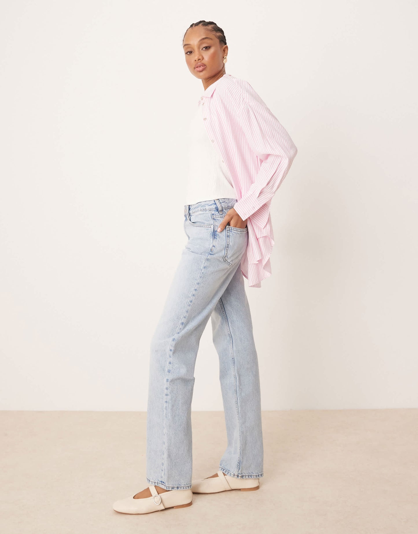Gina Tricot Tall low waist straight leg jeans in lightwash blue