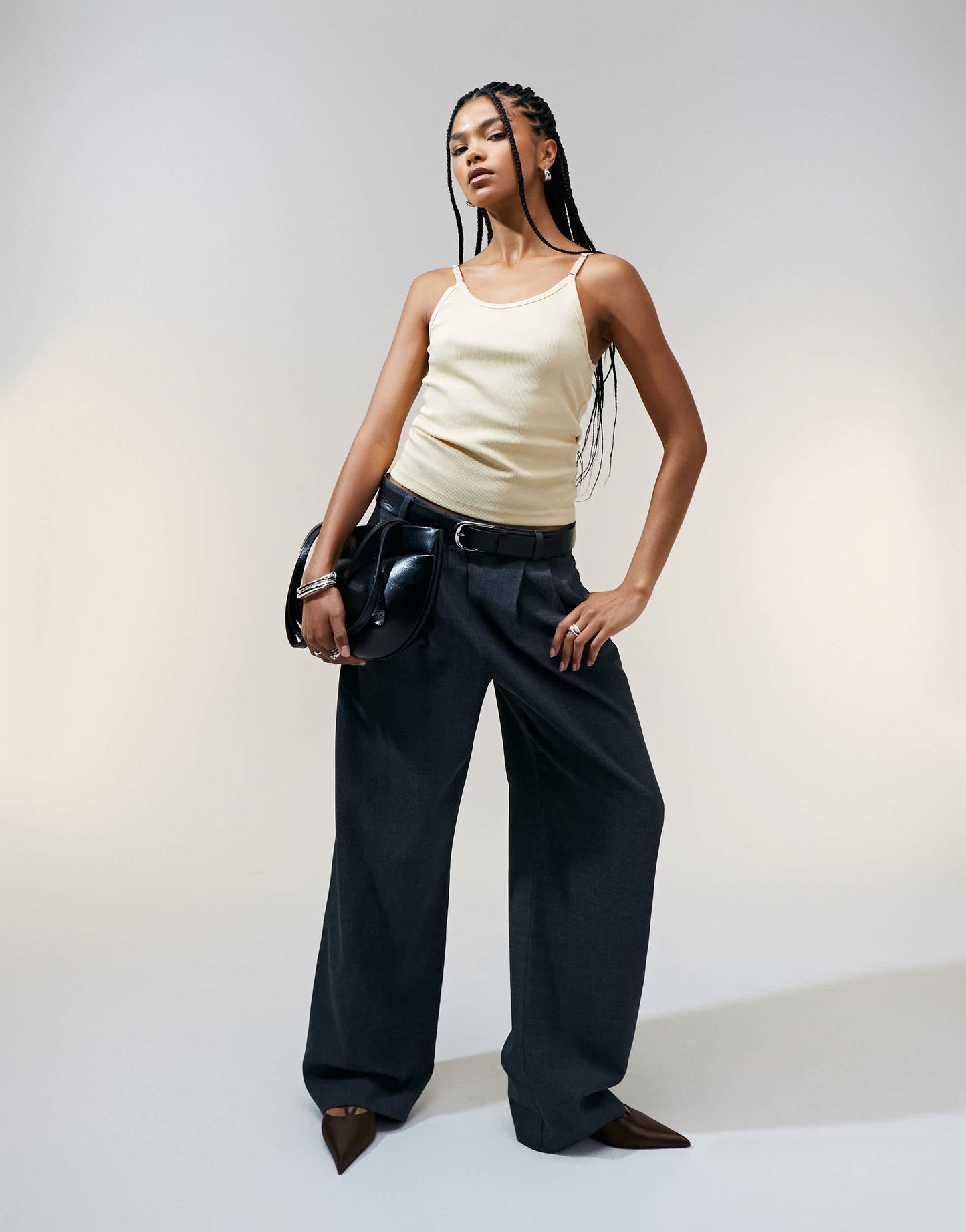 ASOS DESIGN strap detail scoop neck vest in buttermilk