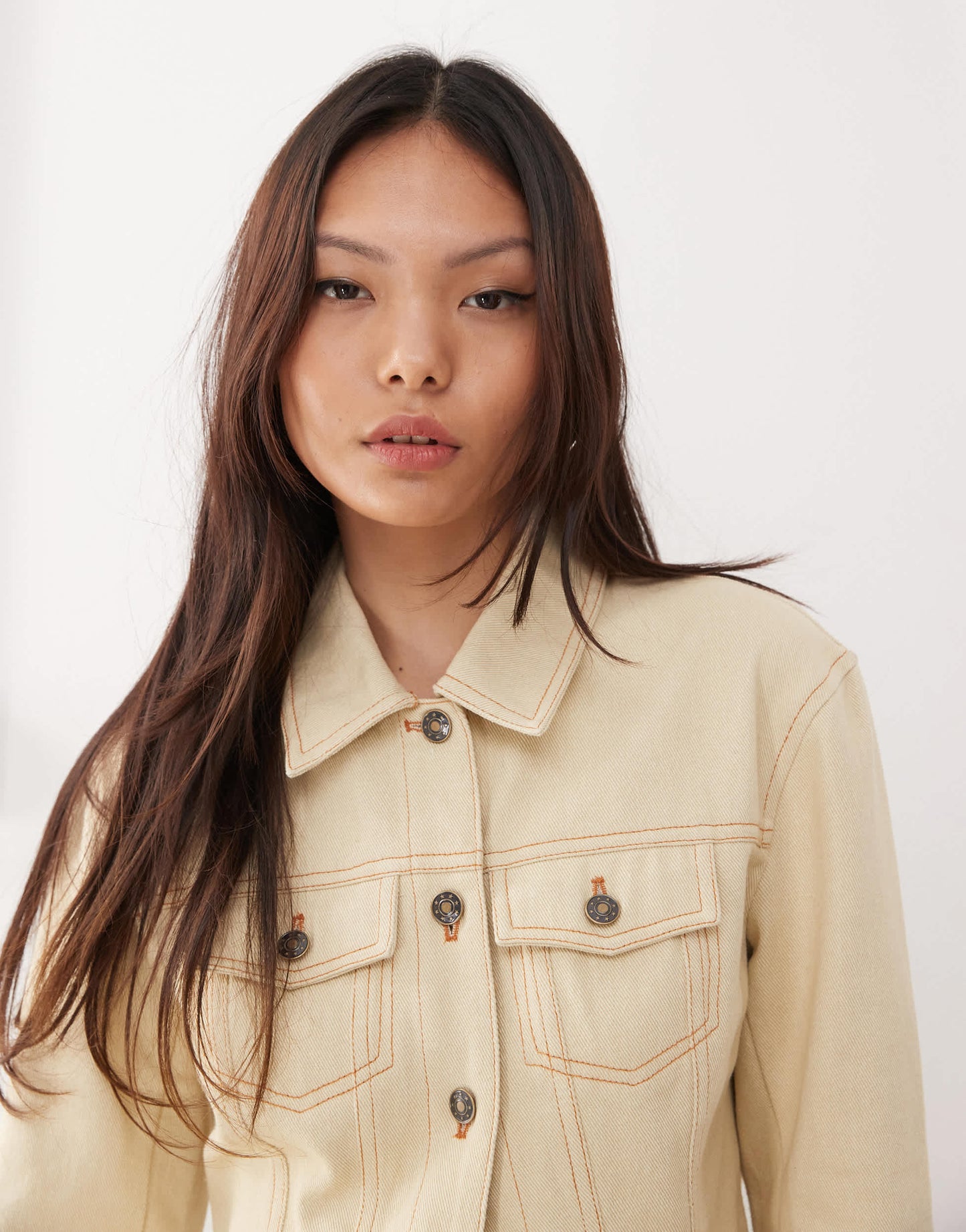 Lioness Rider cinch detail denim jacket in ecru
