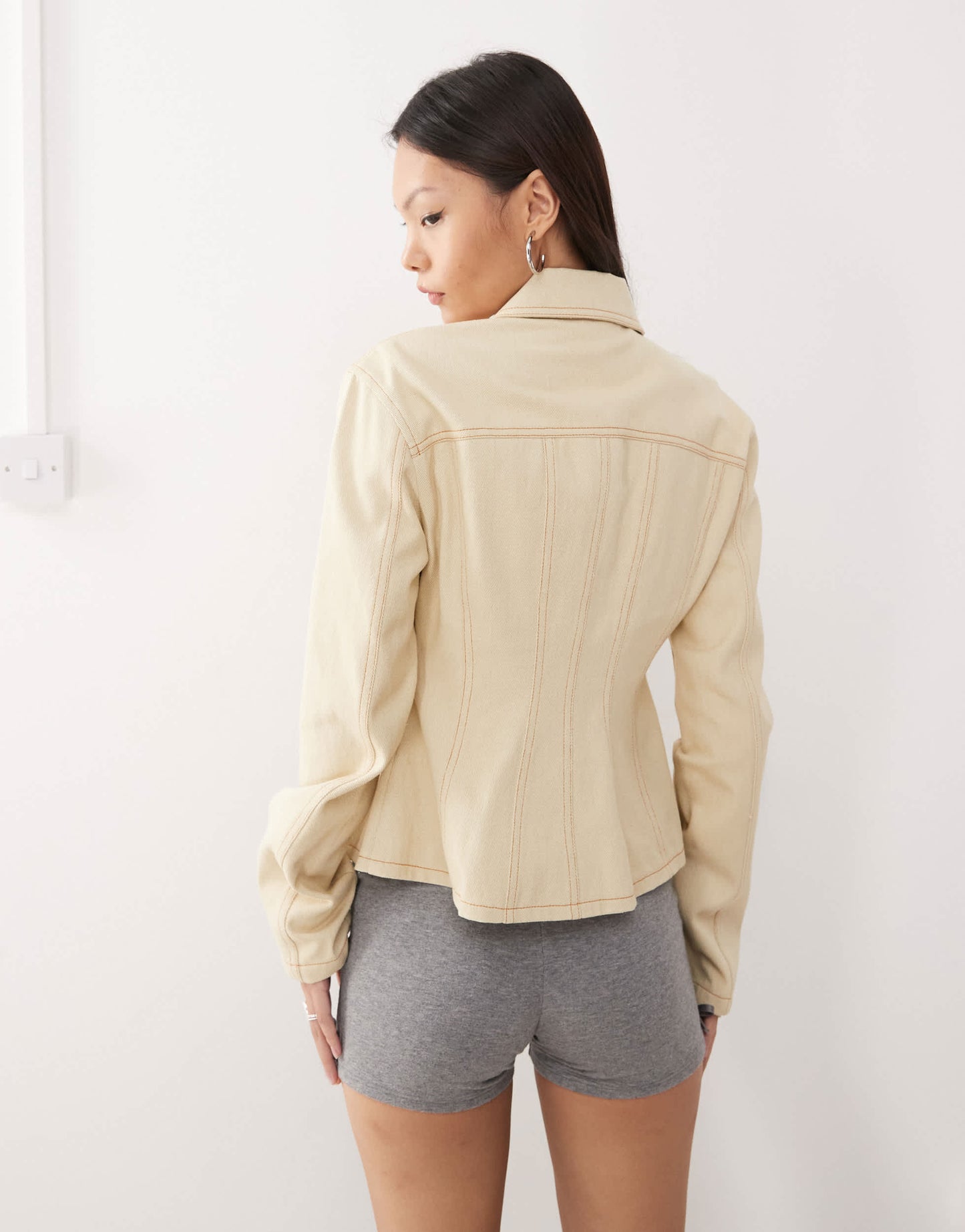 Lioness Rider cinch detail denim jacket in ecru