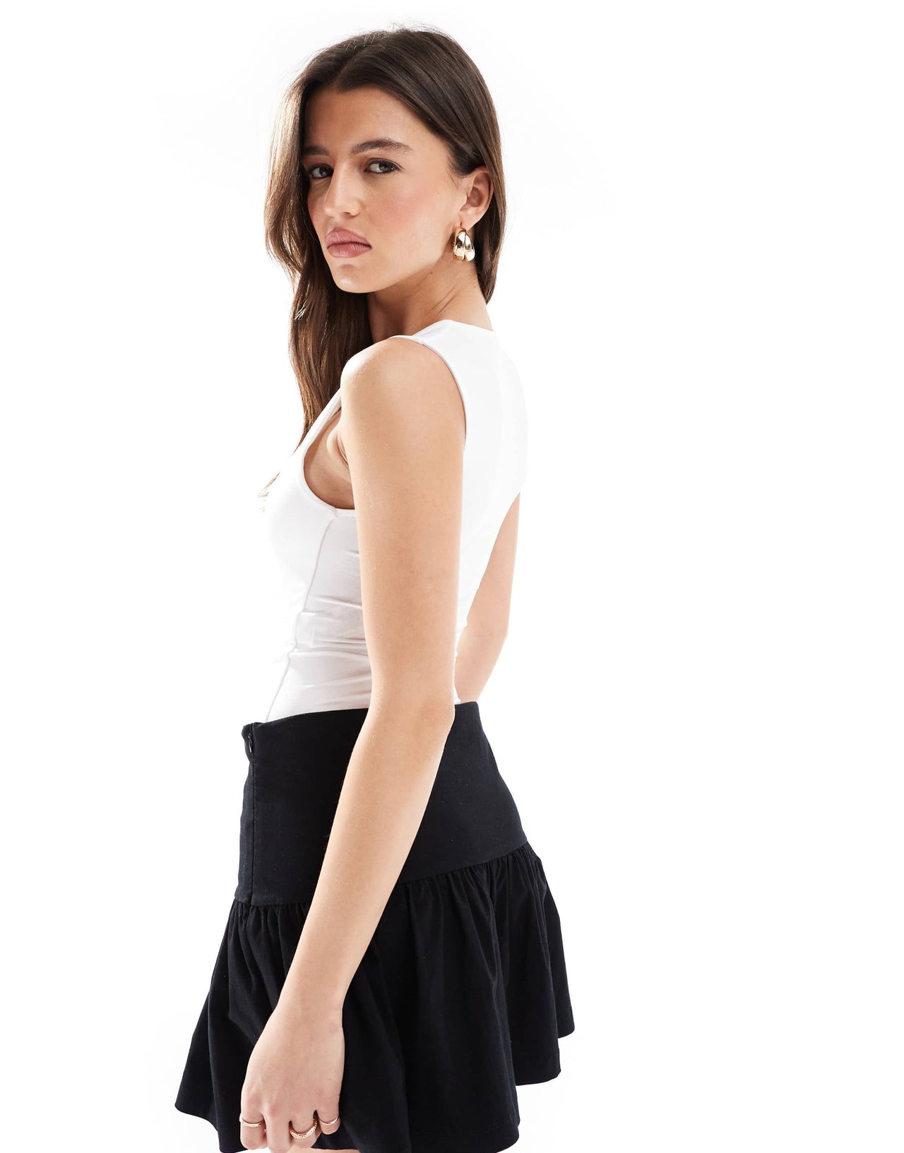 Stradivarius square neck body in white