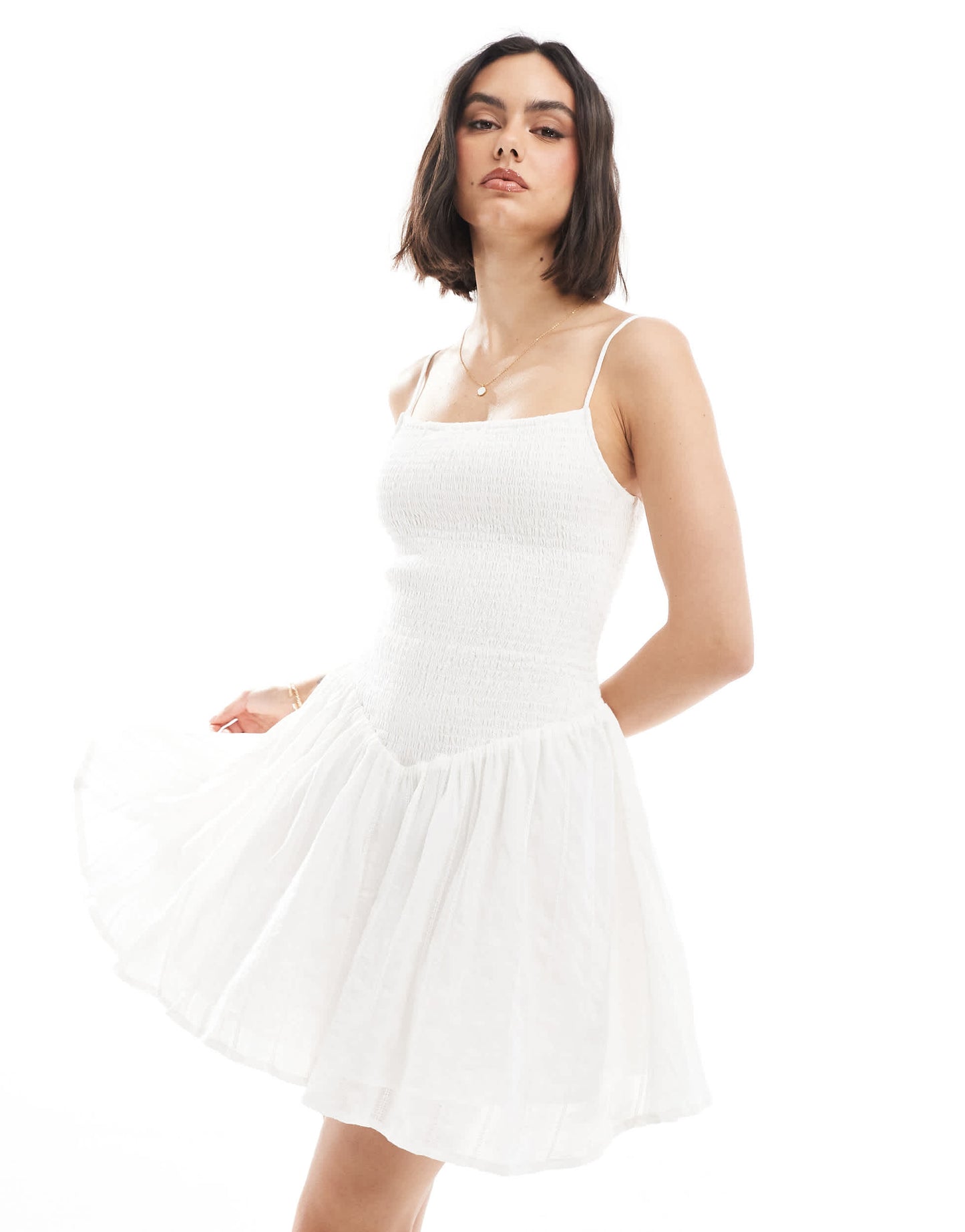 Stradivarius STR mini dress in white