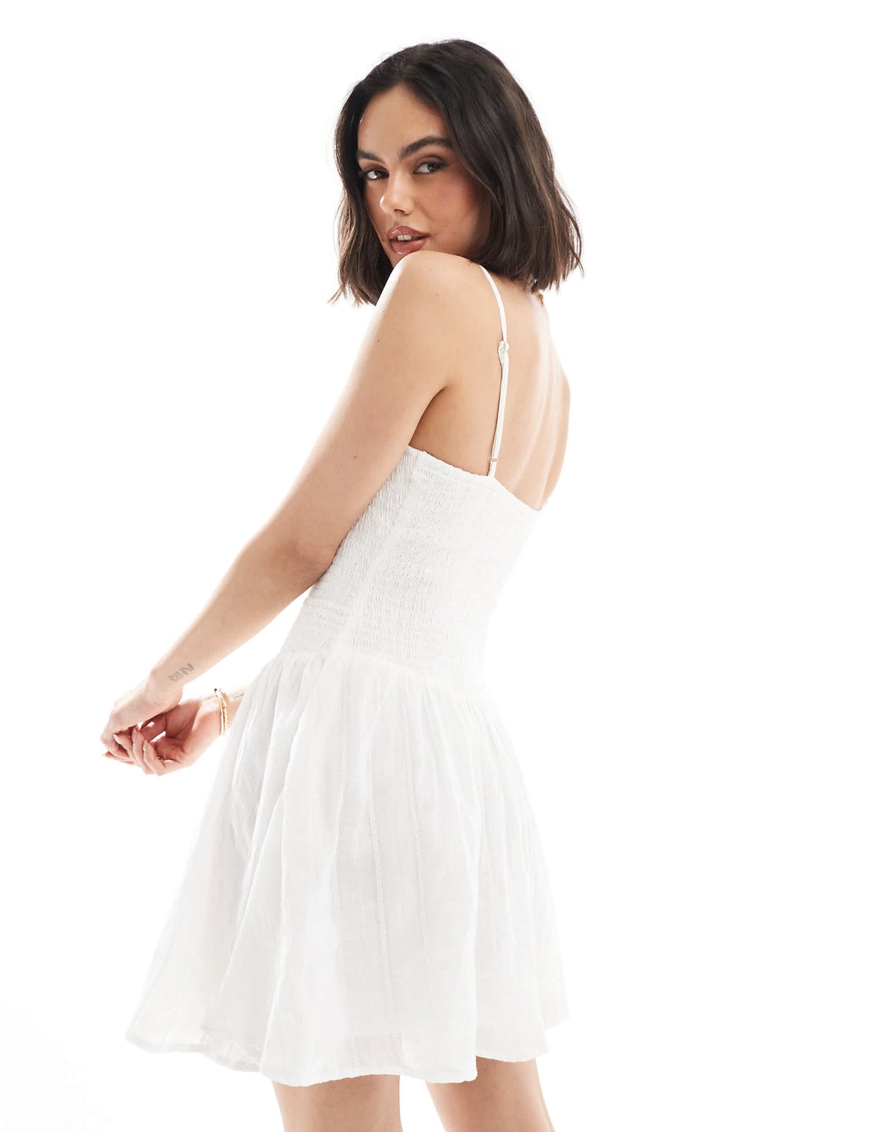 Stradivarius STR mini dress in white