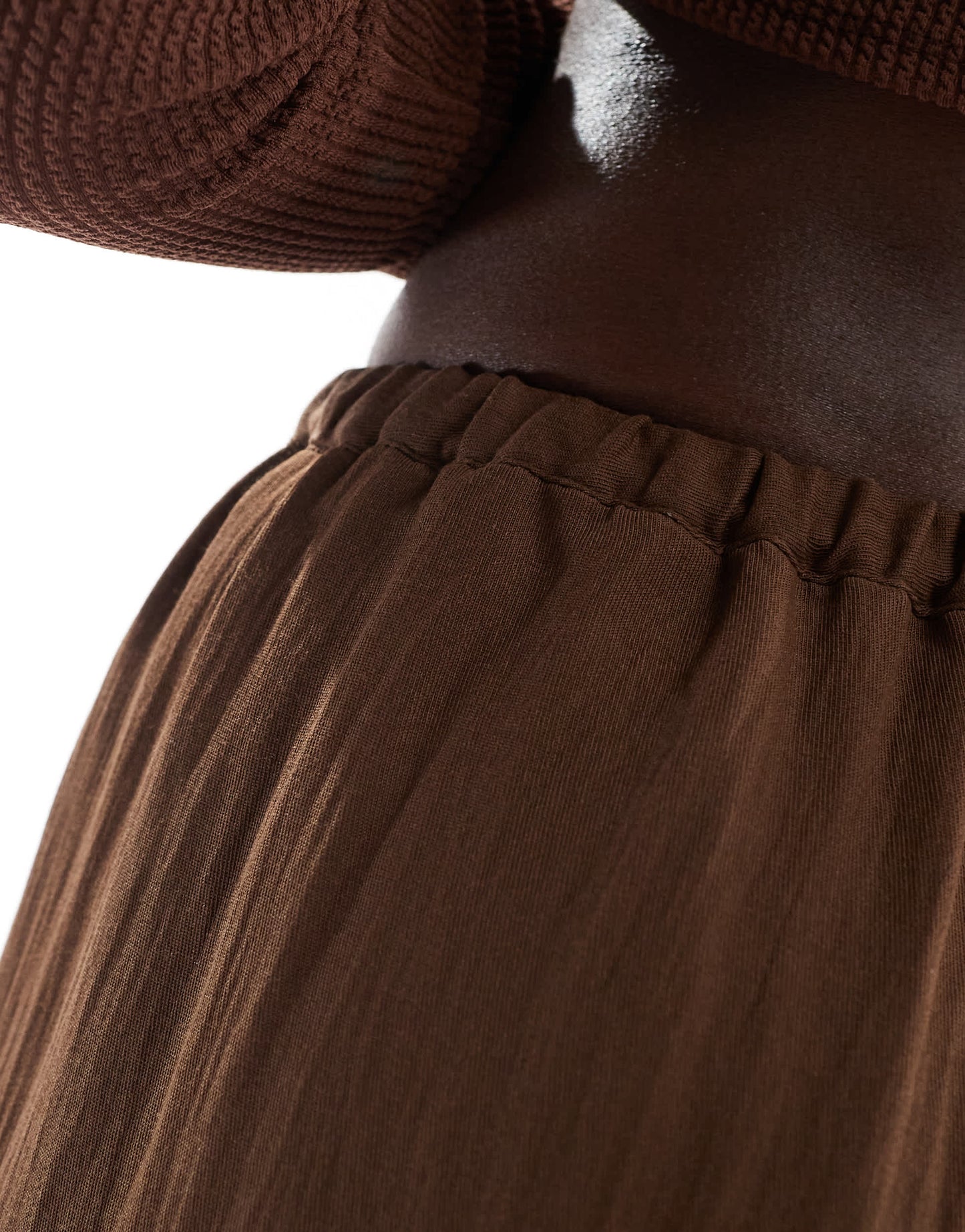 Stradivarius crinkle wide leg trouser in brown