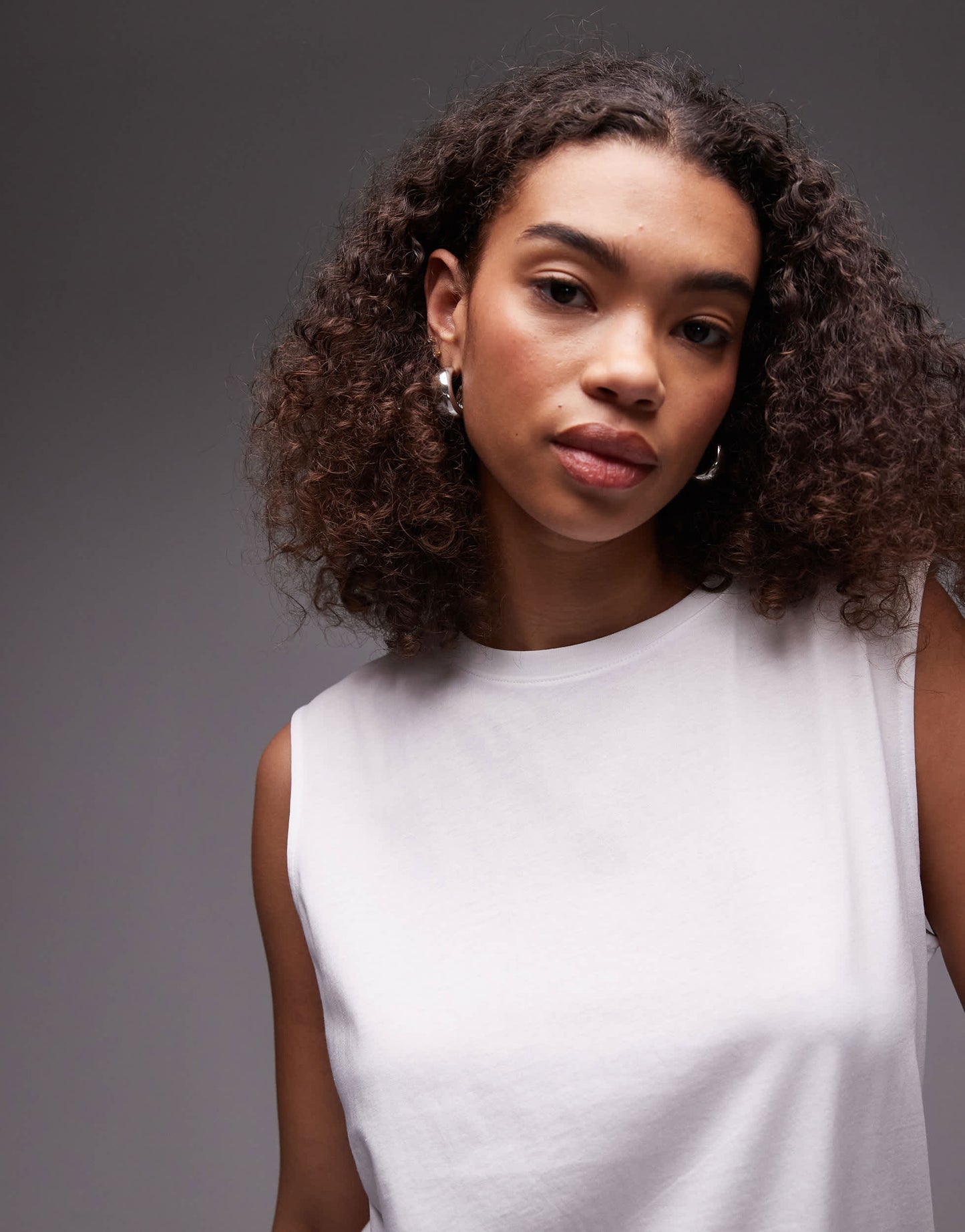 ARKET jersey t-shirt top with cap sleeves in white