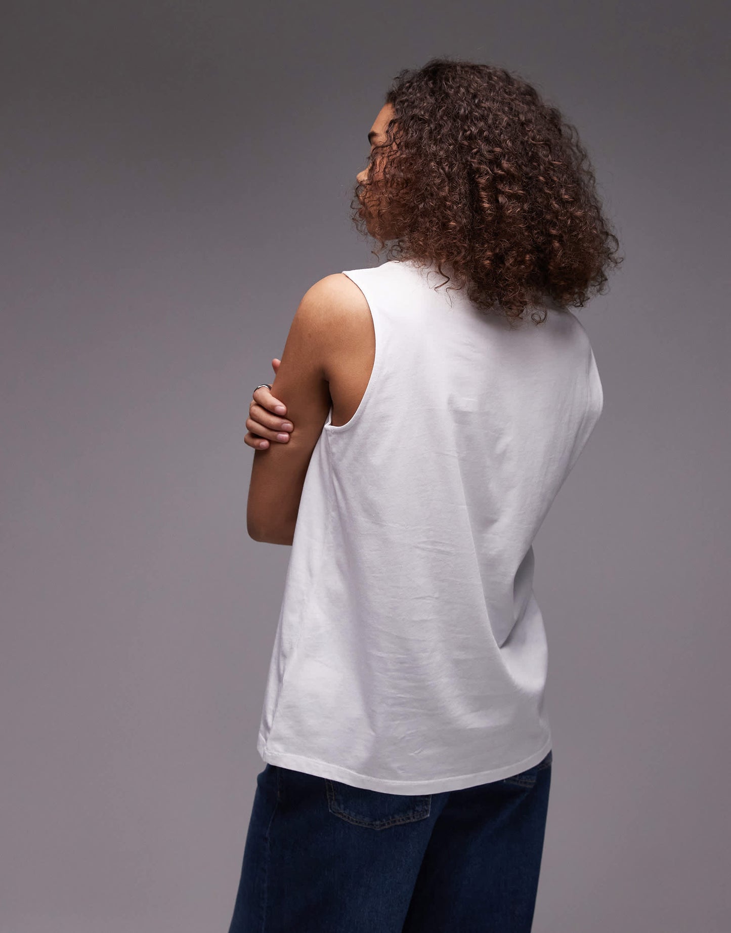 ARKET jersey t-shirt top with cap sleeves in white
