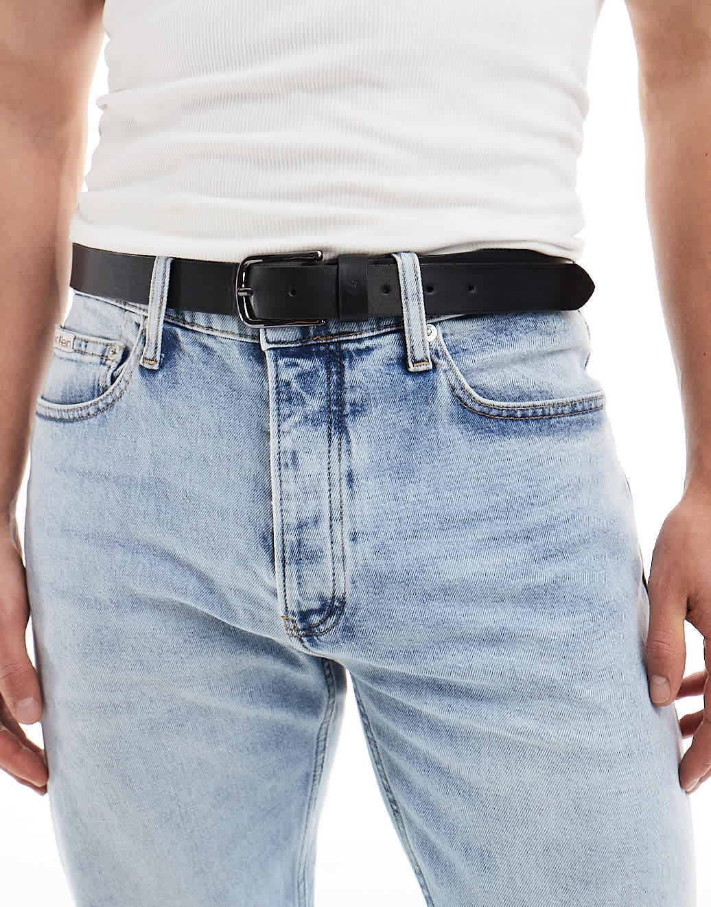 Bershka plain belt in black