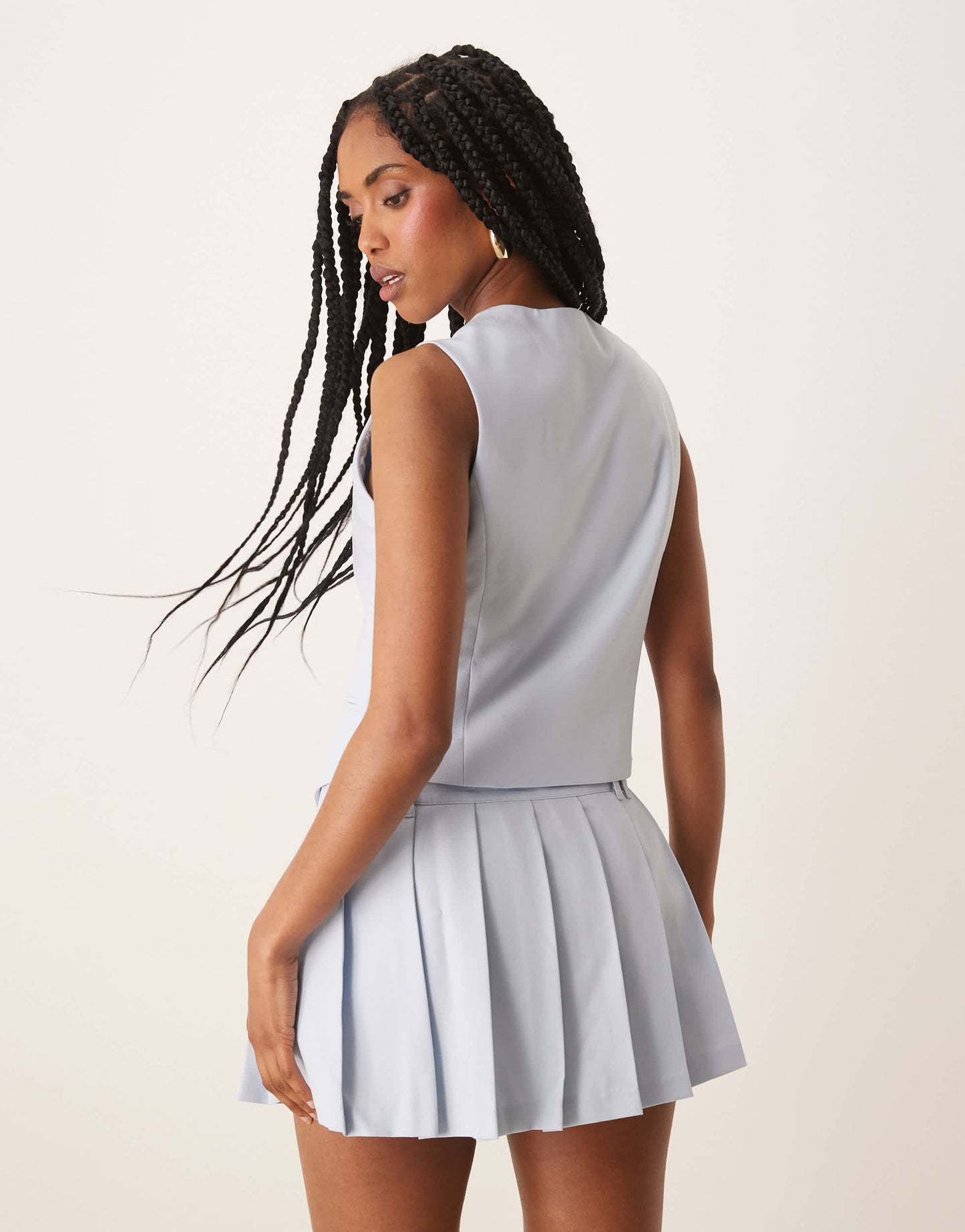 Nia johanna button through waistcoat top in sky