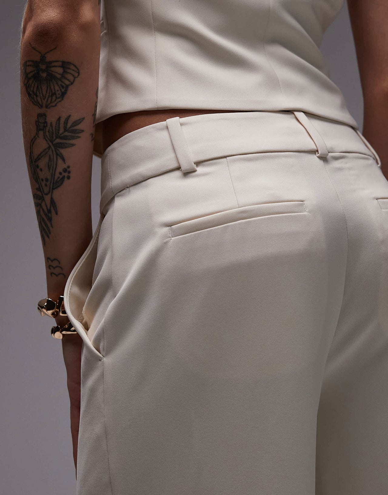 Nia sage linen wide leg trousers in birch