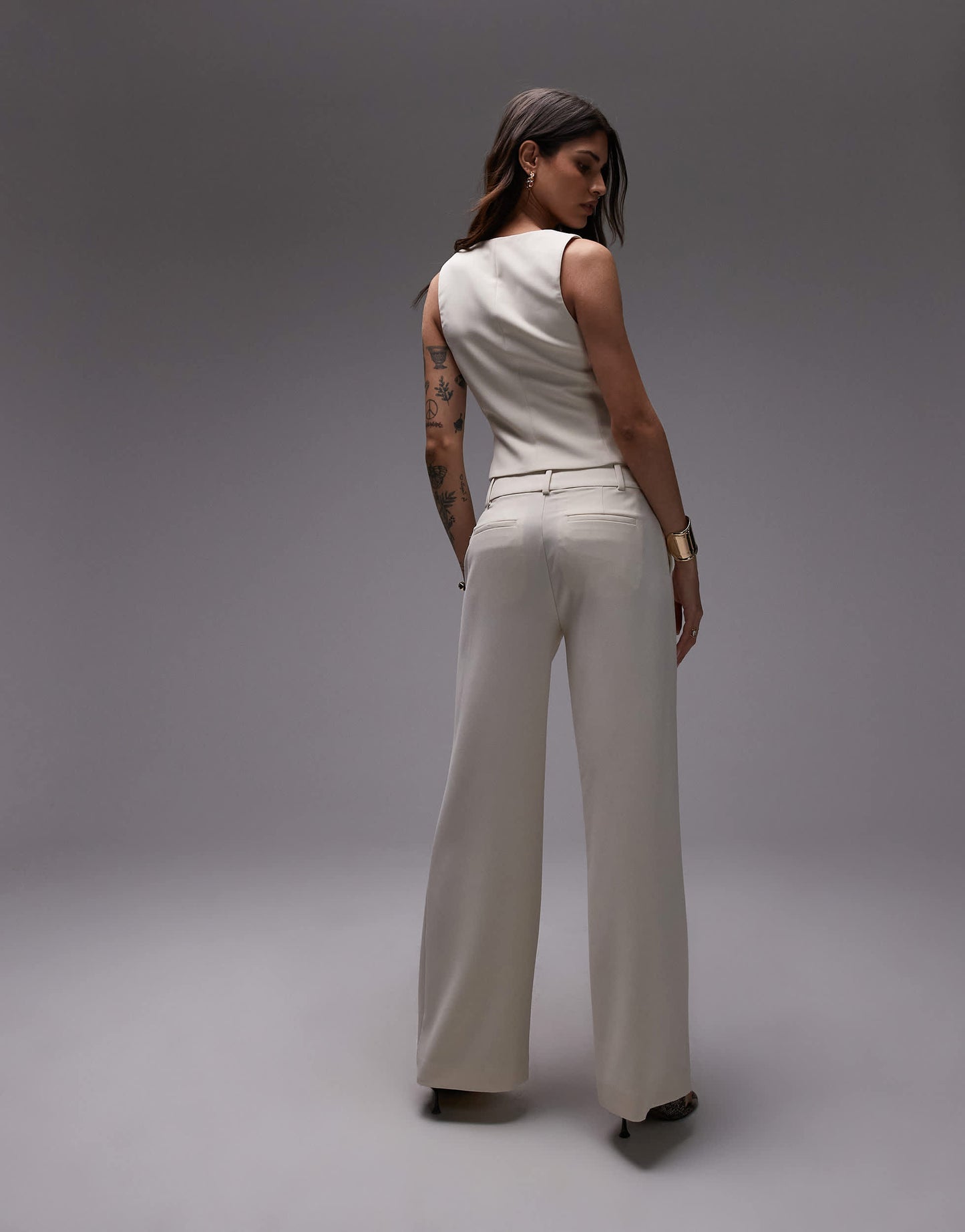 Nia sage linen wide leg trousers in birch