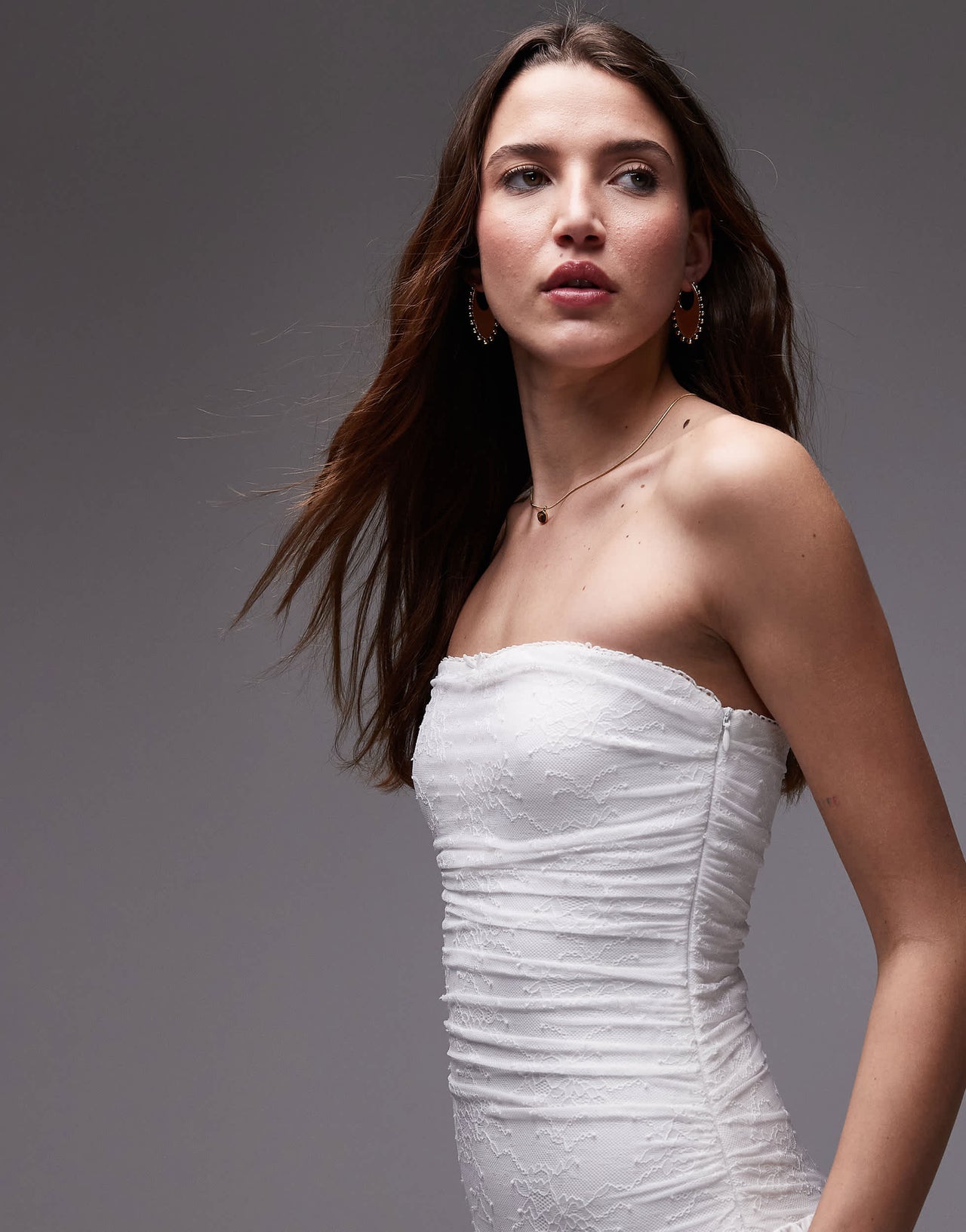Nia santal slinky bandeau midaxi dress in white