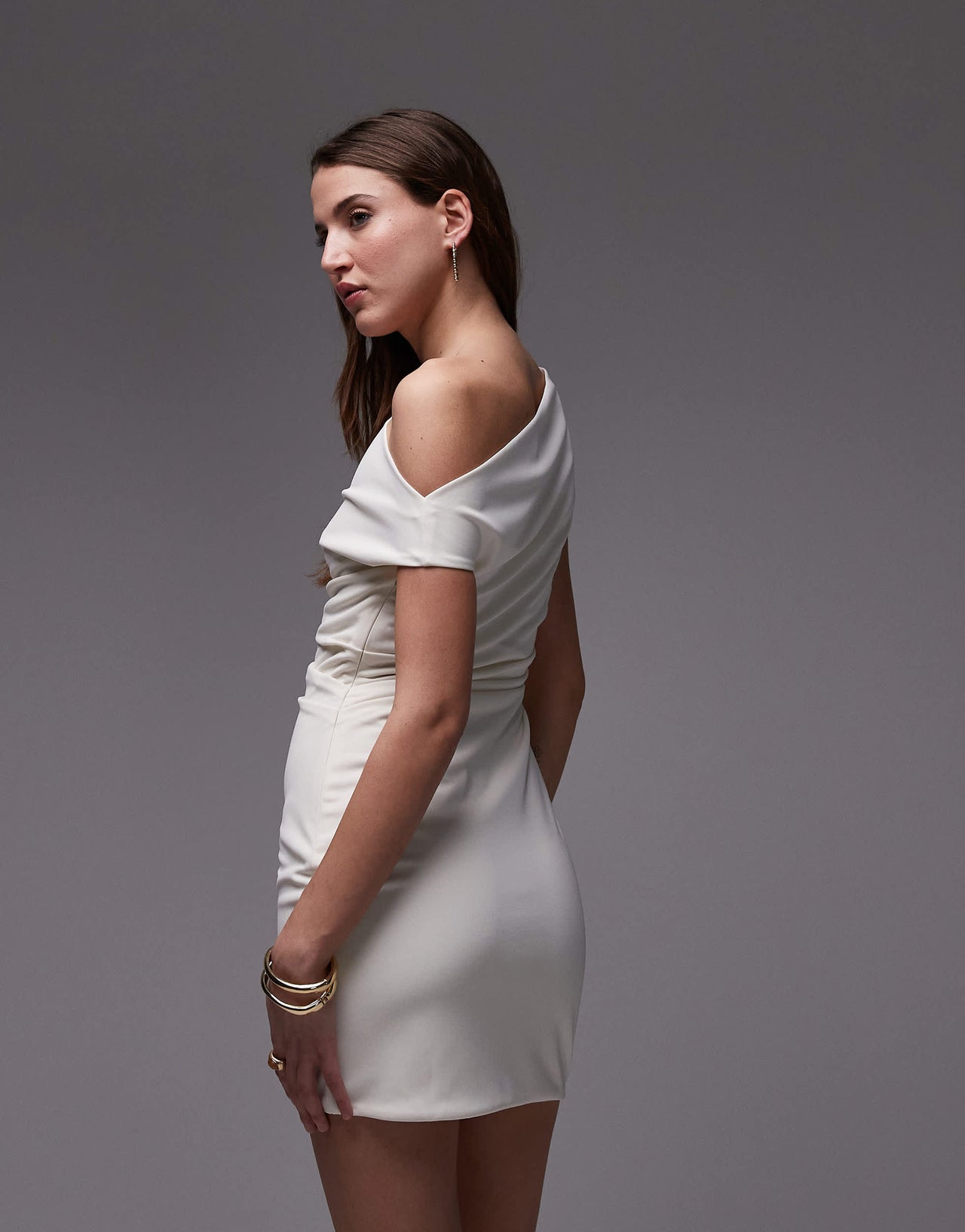 Nia juliette off-shoulder mini dress in ivory
