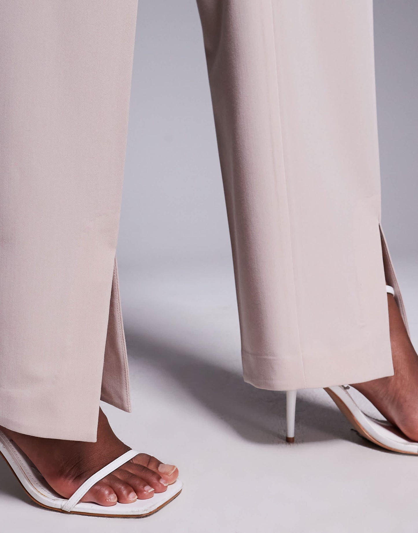 ASOS DESIGN tailored straight leg trouser with split hem in taupe