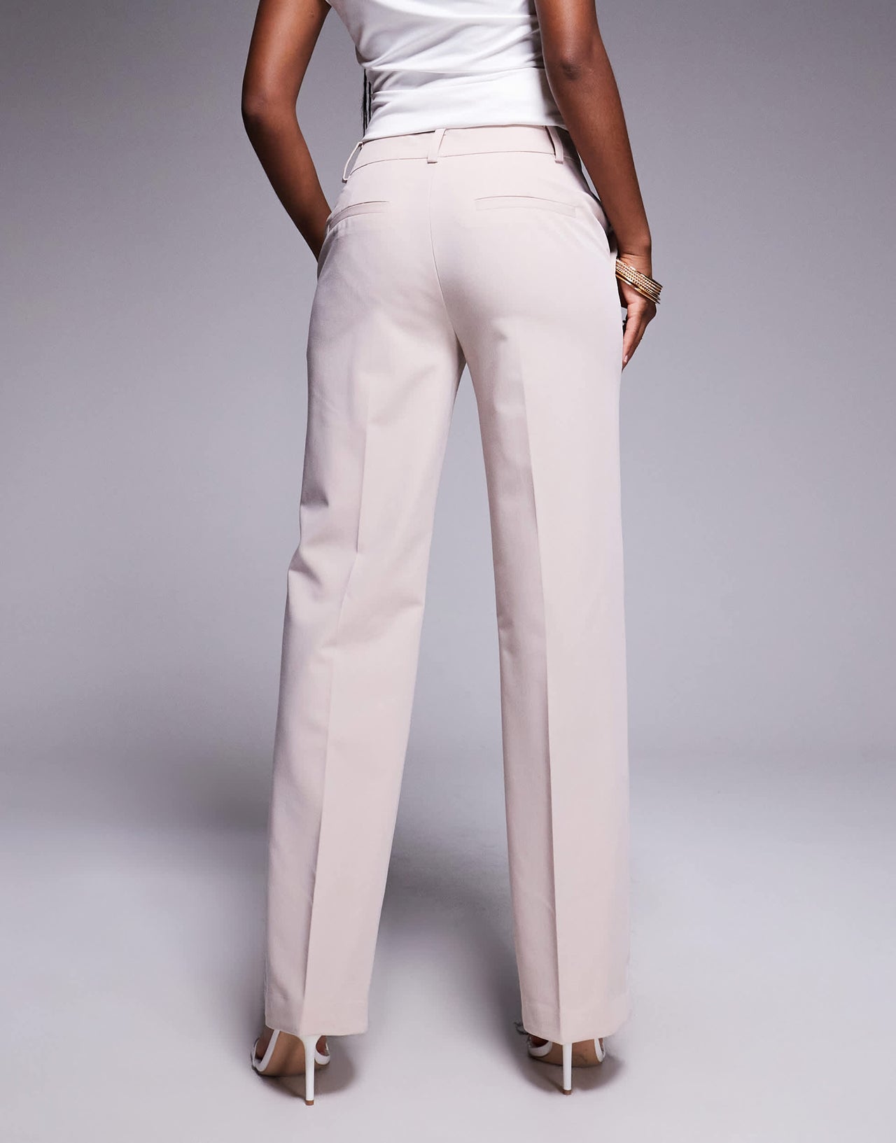 ASOS DESIGN tailored straight leg trouser with split hem in taupe