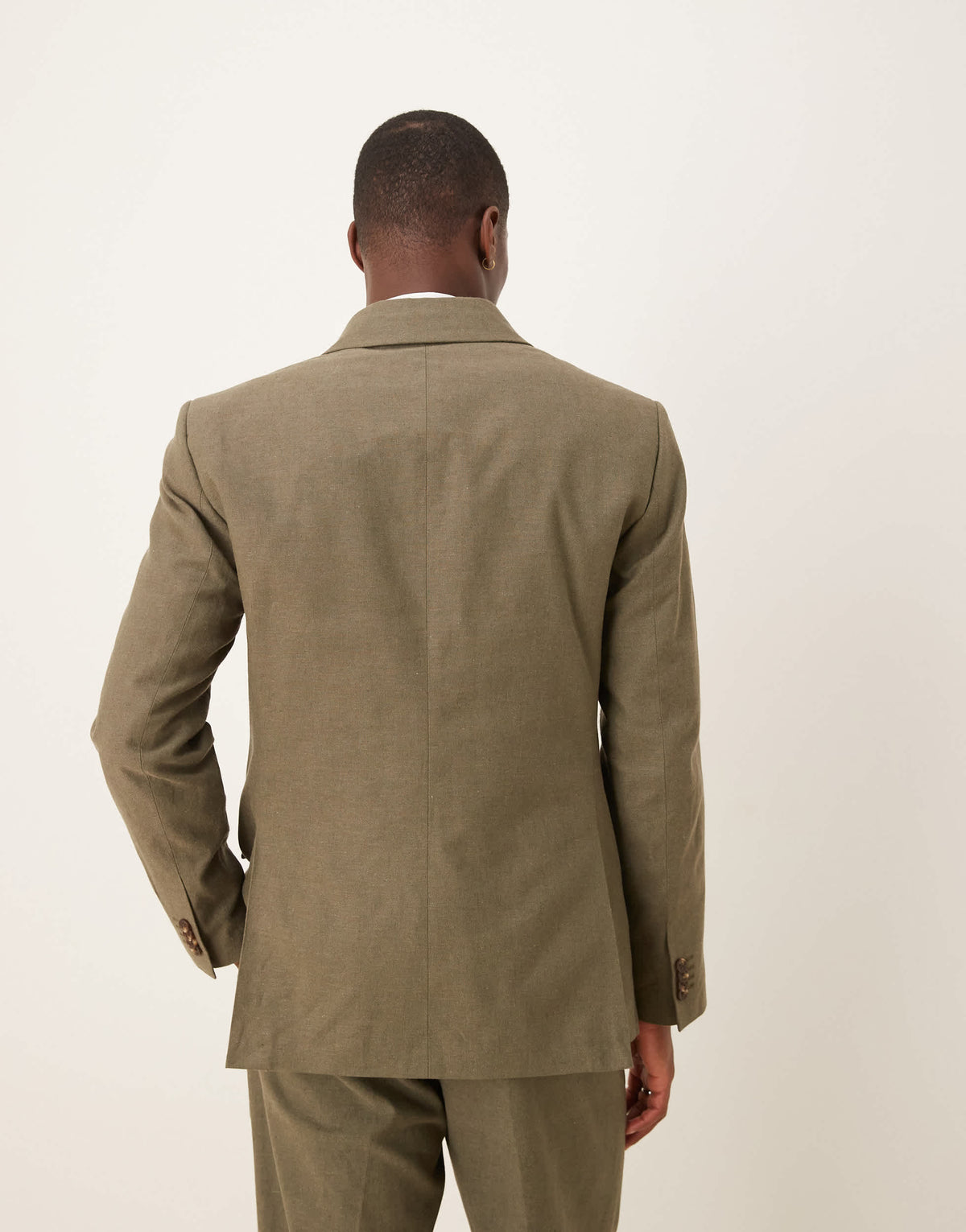 Abercrombie & Fitch double breasted linen suit blazer co-ord in olive green