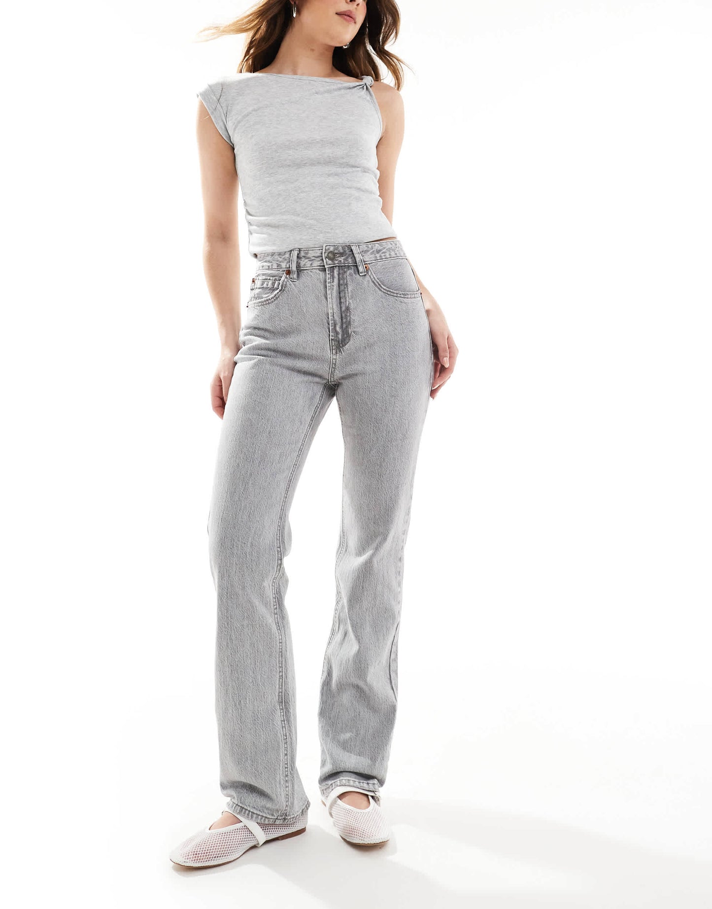 Stradivarius straight vintage jean in grey
