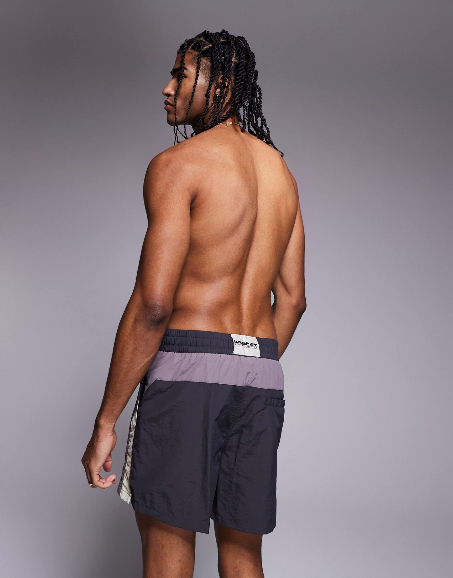 Bershka side panelled deatiled swimshorts in grey