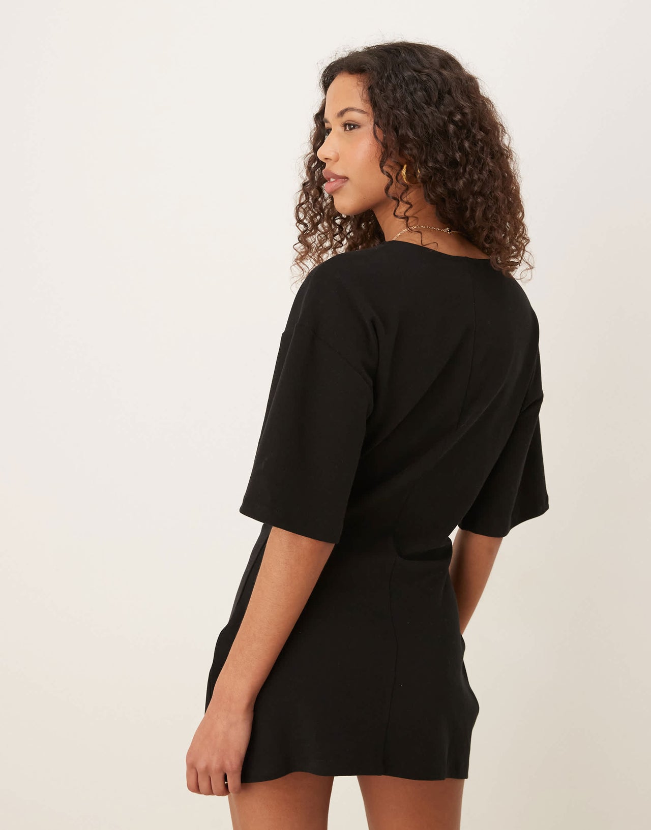 ASOS DESIGN twist front T-shirt mini dress in black