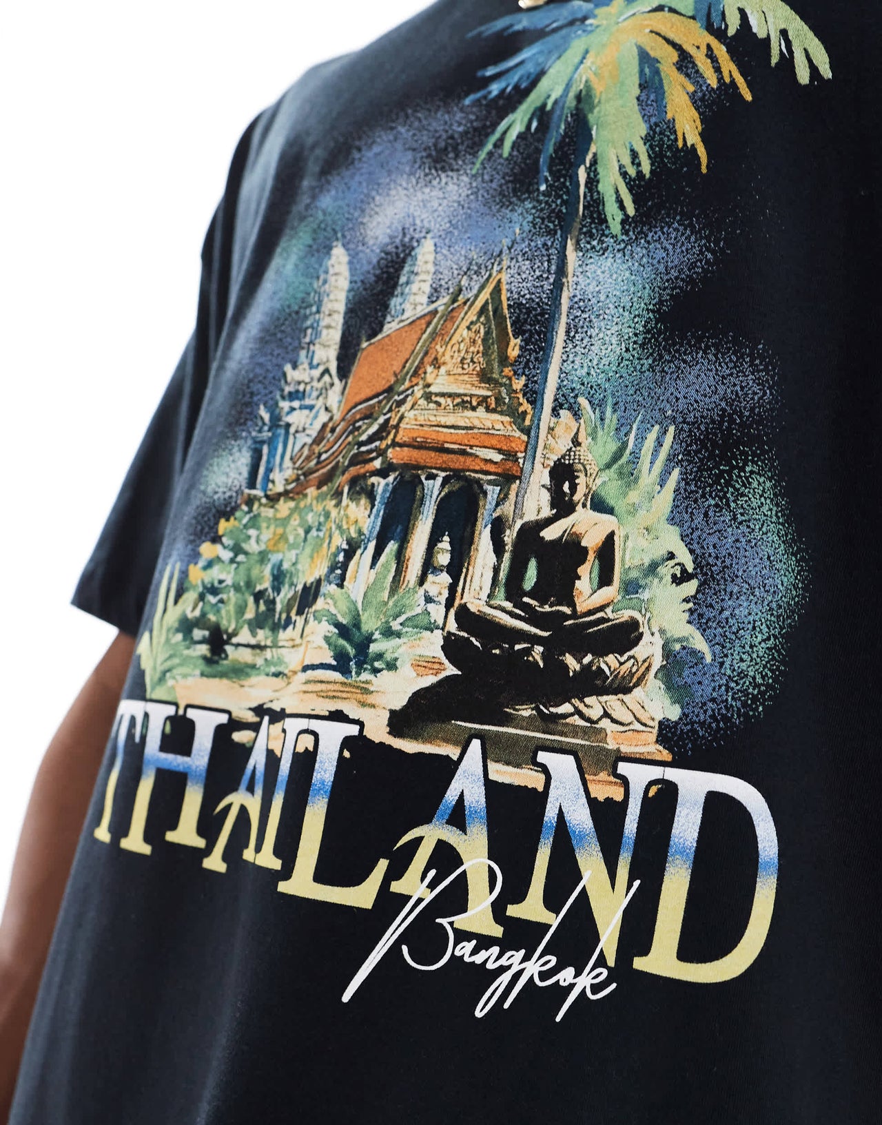 ASOS DESIGN oversized t-shirt with front city print in black