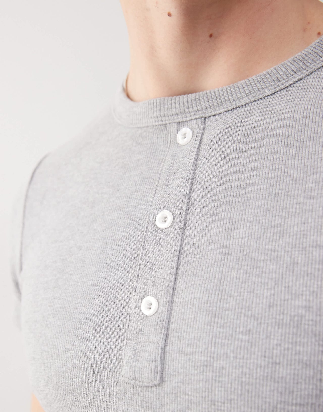 COLLUSION Ribbed henley t-shirt in grey