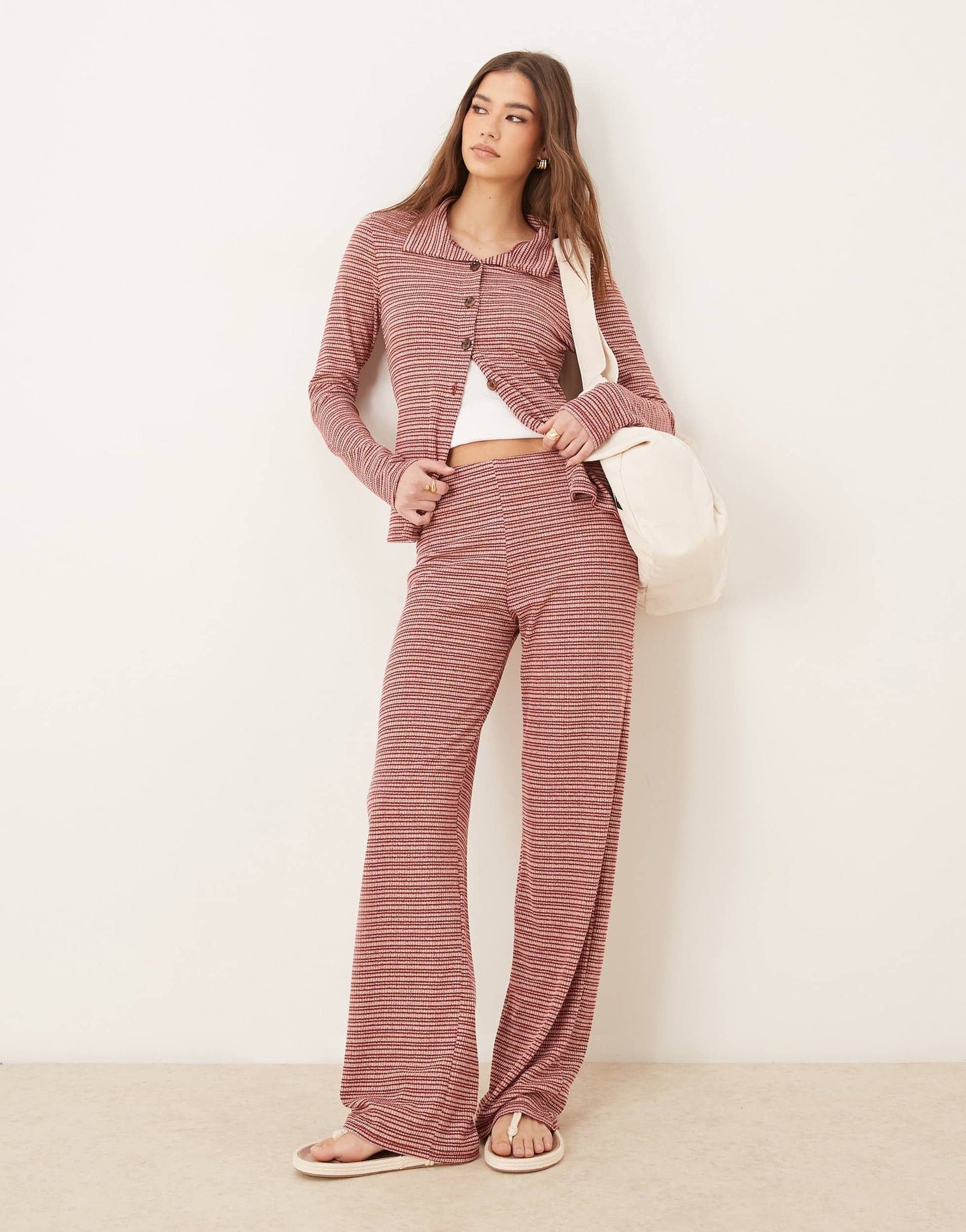 ASOS DESIGN stripe co-ord wide leg trouser