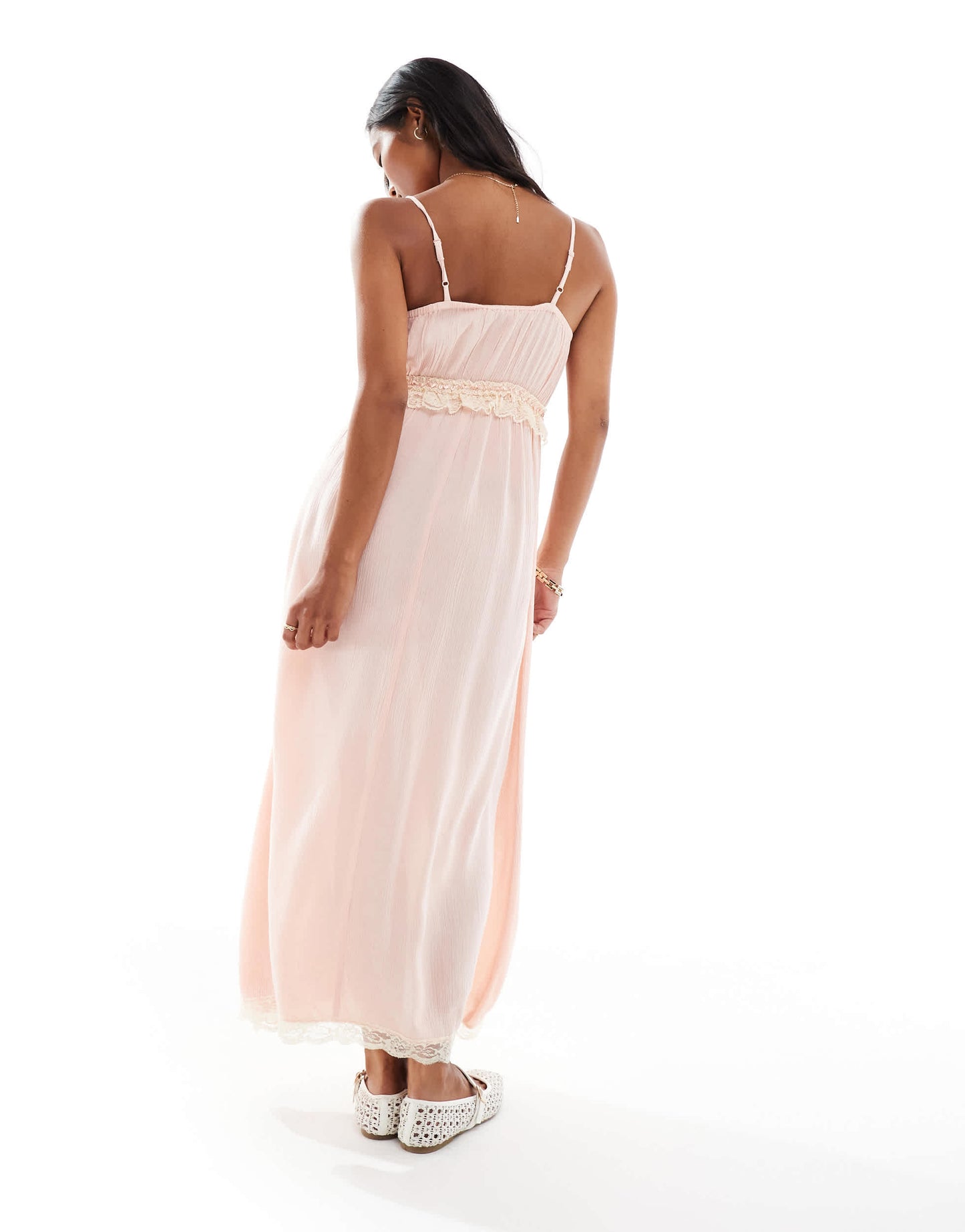 Miss Selfridge Petite lace insert cami maxi dress in pink