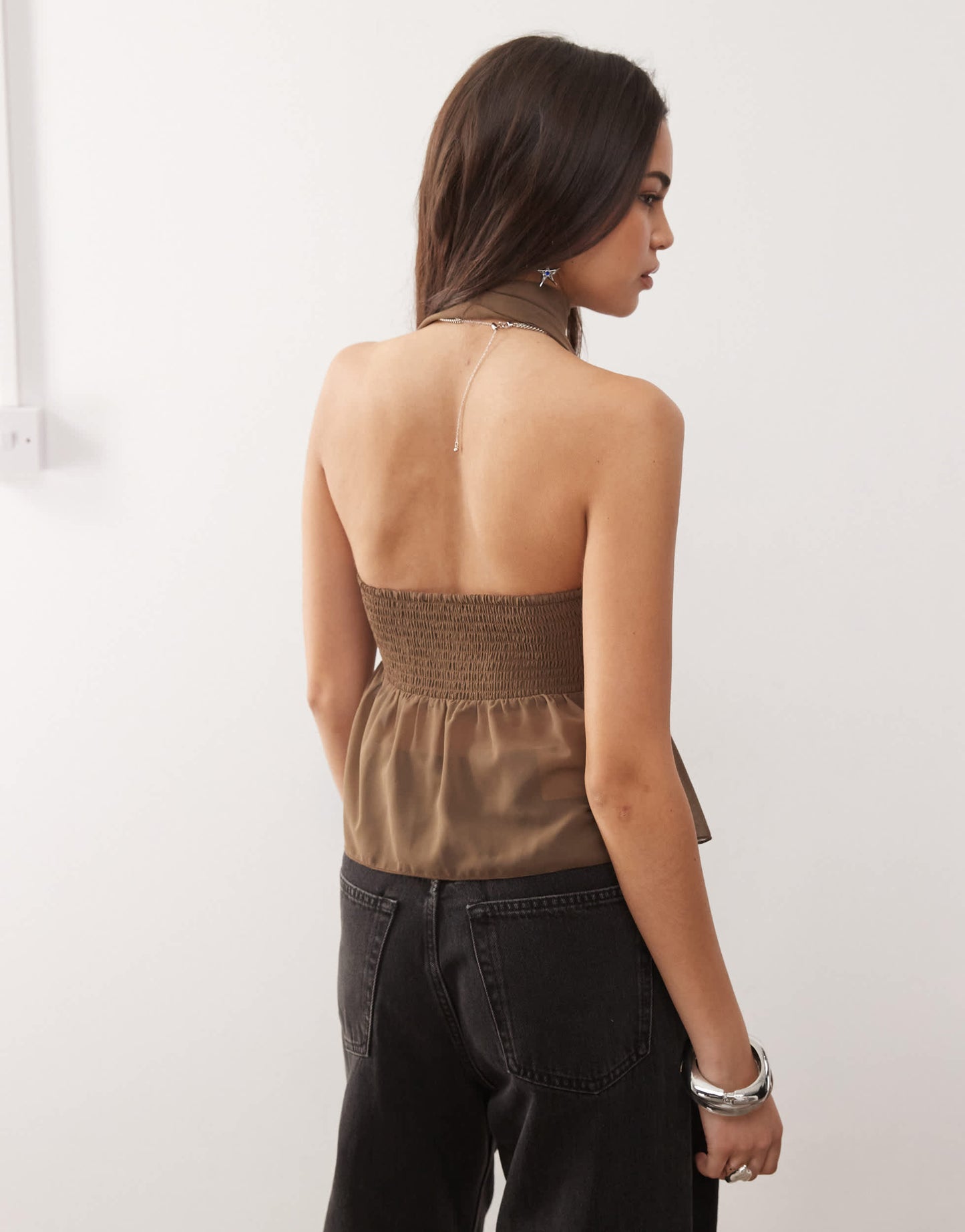 Motel desir scarf detail bandeau top in coffee