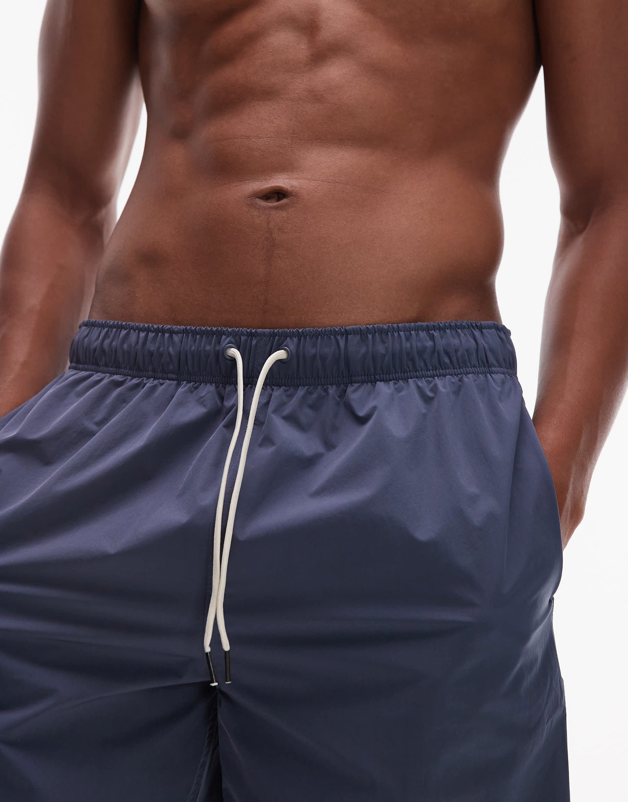 ARKET mid length drawstring swim shorts in mid blue
