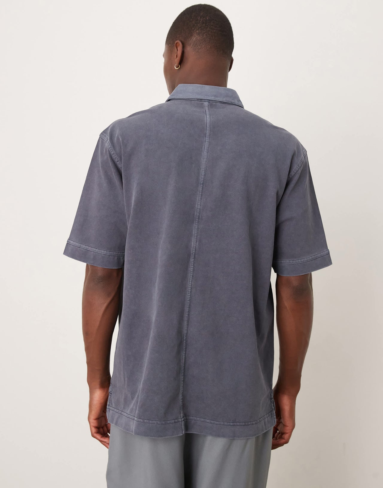 ARKET heavyweight jersey short sleeve polo shirt in dark blue