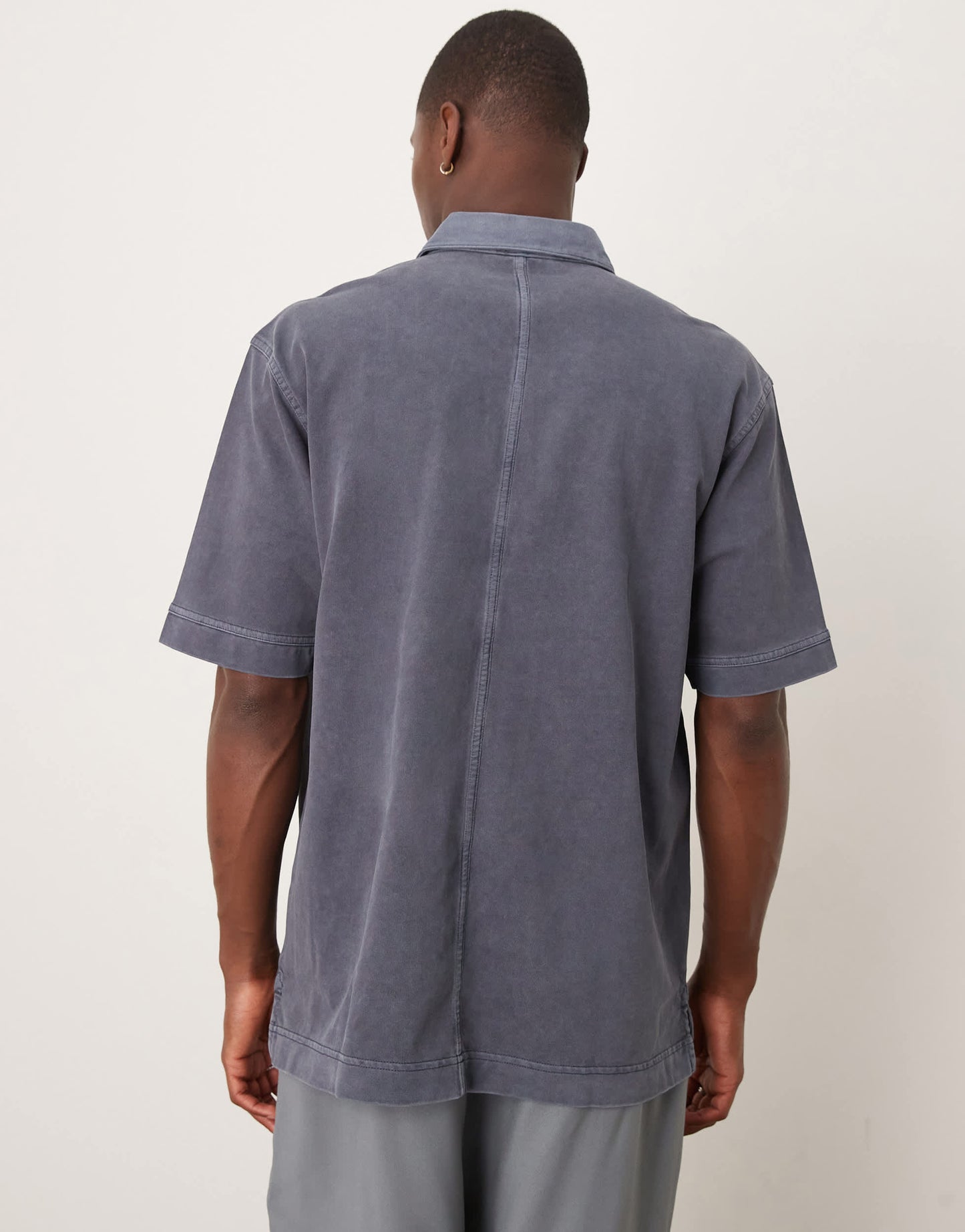ARKET heavyweight jersey short sleeve polo shirt in dark blue