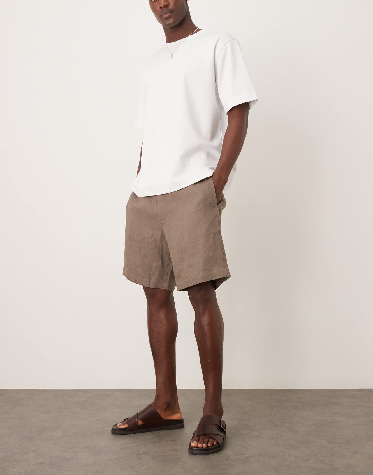 ARKET pure linen shorts in mole