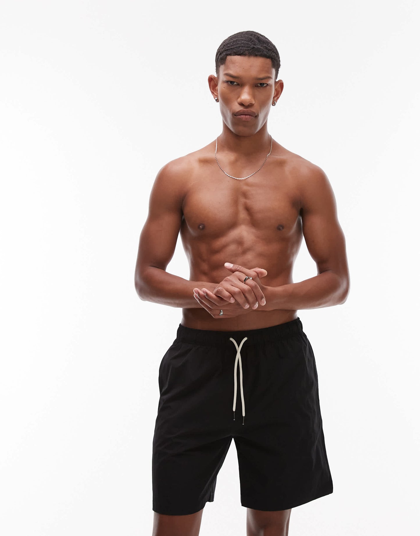 ARKET mid length drawstring swim shorts in black